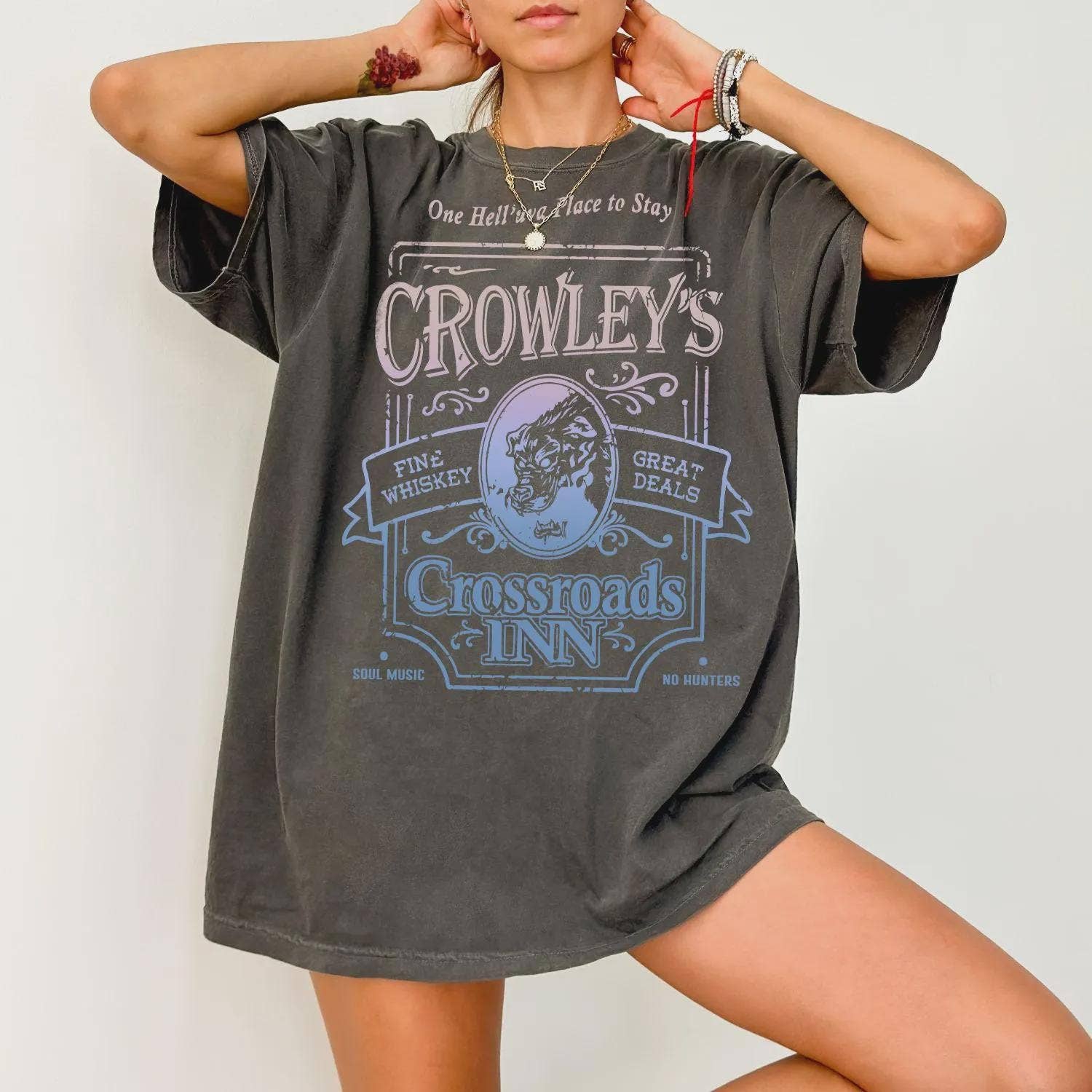 Supernatural Crowley's Crossroads Inn T-Shirt Hoodie, Sweatshirt | PodTeesHub.com