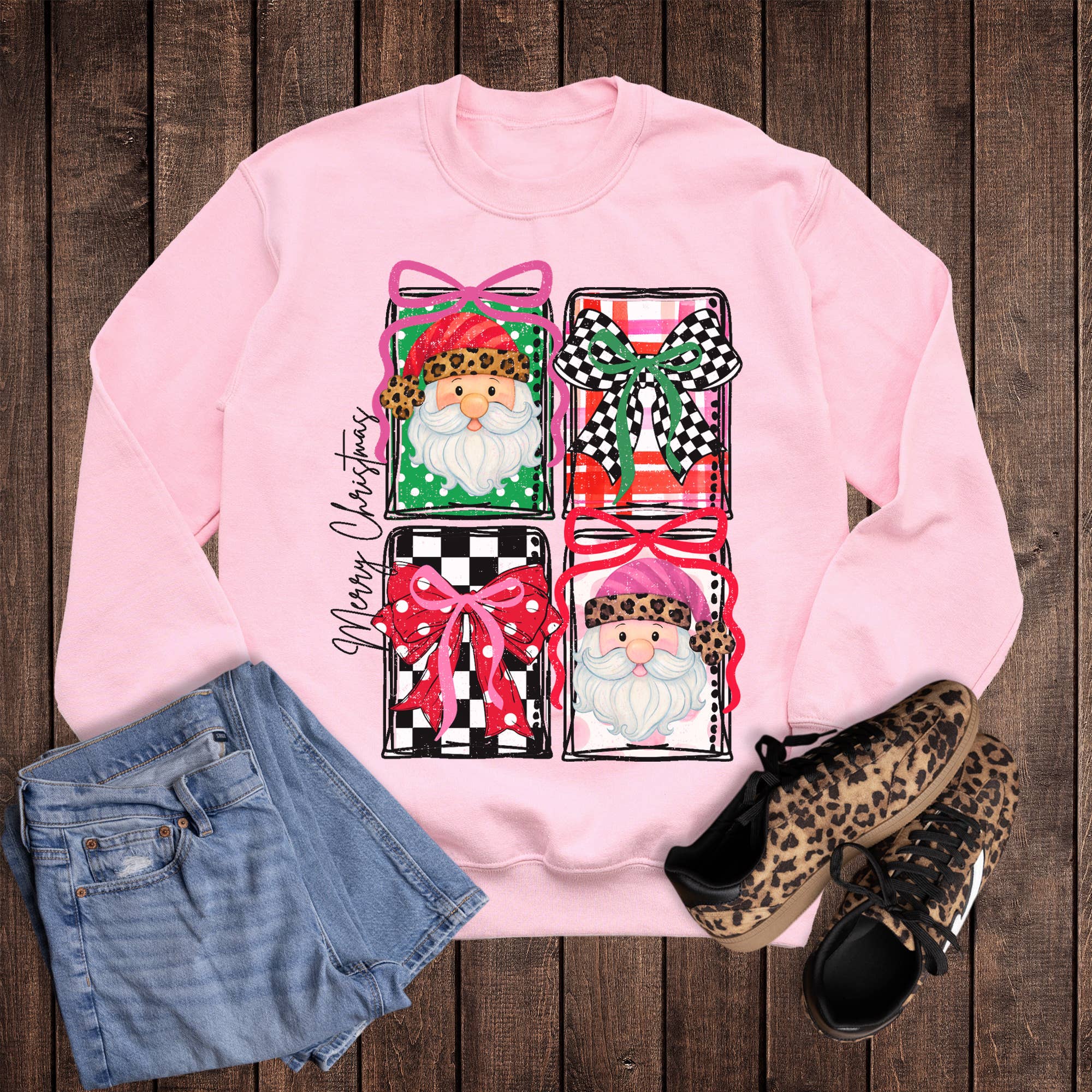 Christmas Merry Bow and Santa Tags Sweatshirt T-Shirts, Hoodie | PodTeesHub.com