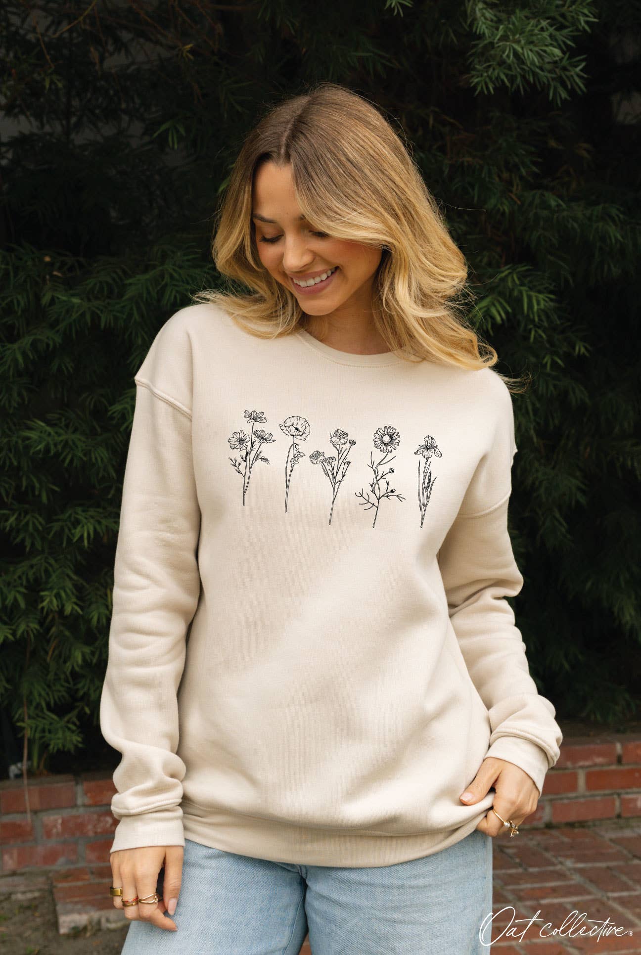 Flower Row Graphic Sweatshirt T-Shirts, Hoodie | PodTeesHub.com