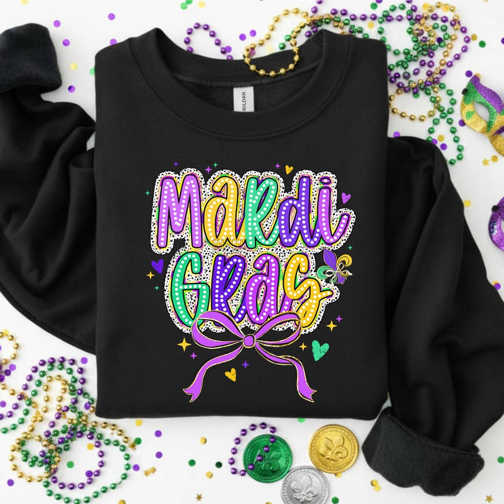 Mardi Gras Bow Sweatshirt T-Shirts, Hoodie | PodTeesHub.com