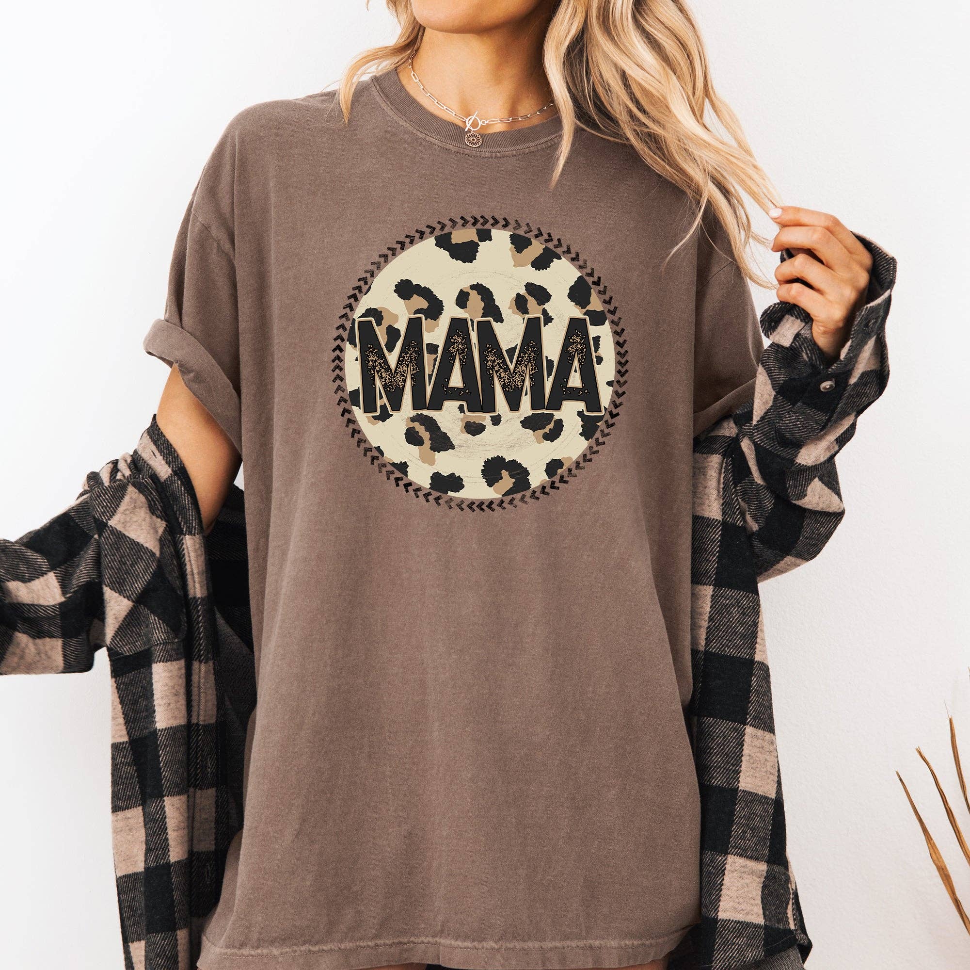 Mama, Leopard Print Circle, Western, Cowboy Tshirt Hoodie, Sweatshirt | PodTeesHub.com