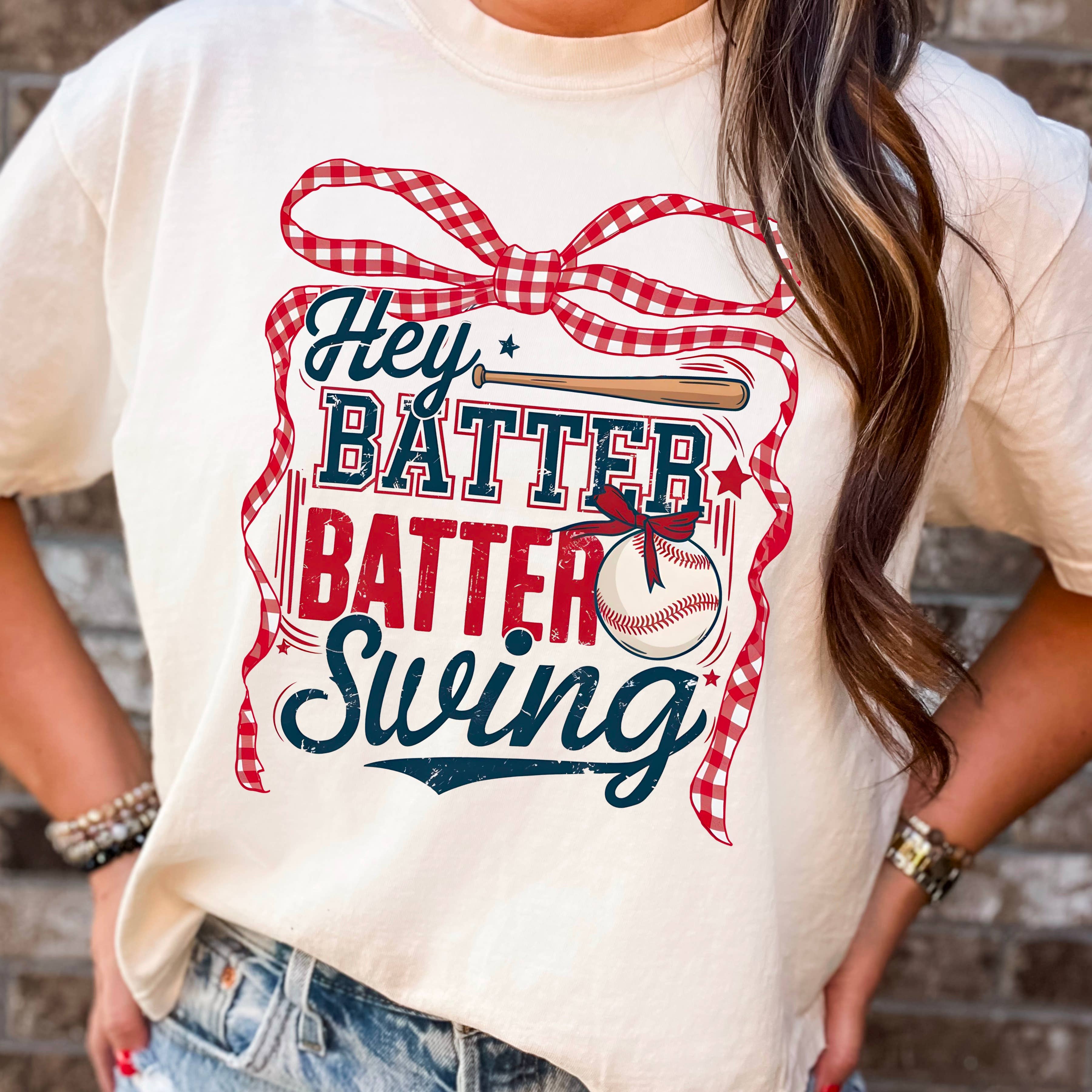 Hey Batter Batter Baseball  Graphic Tee | Comfort Color Hoodie, Sweatshirt | PodTeesHub.com