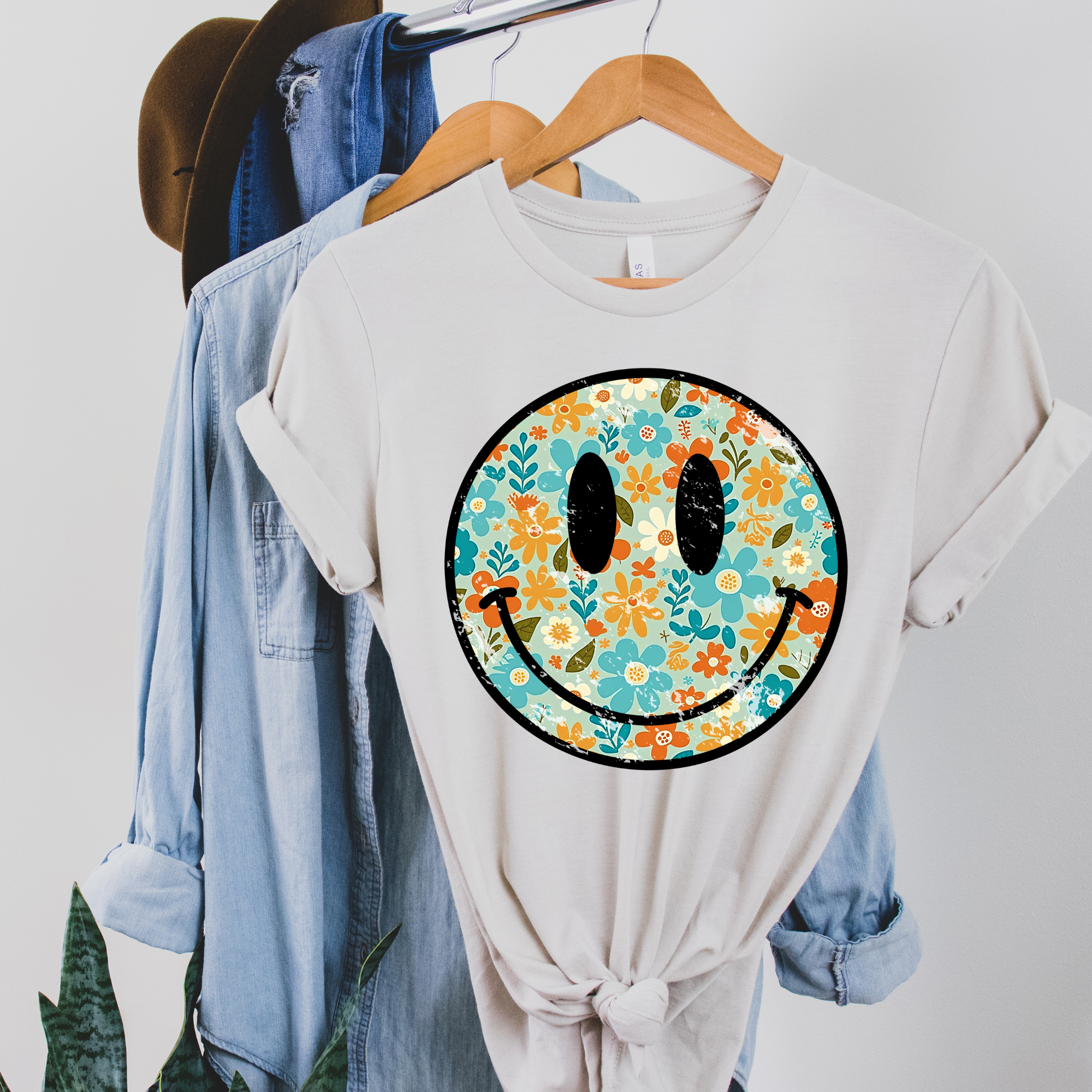 Colorful Retro Smiley Graphic Tee Hoodie, Sweatshirt | PodTeesHub.com
