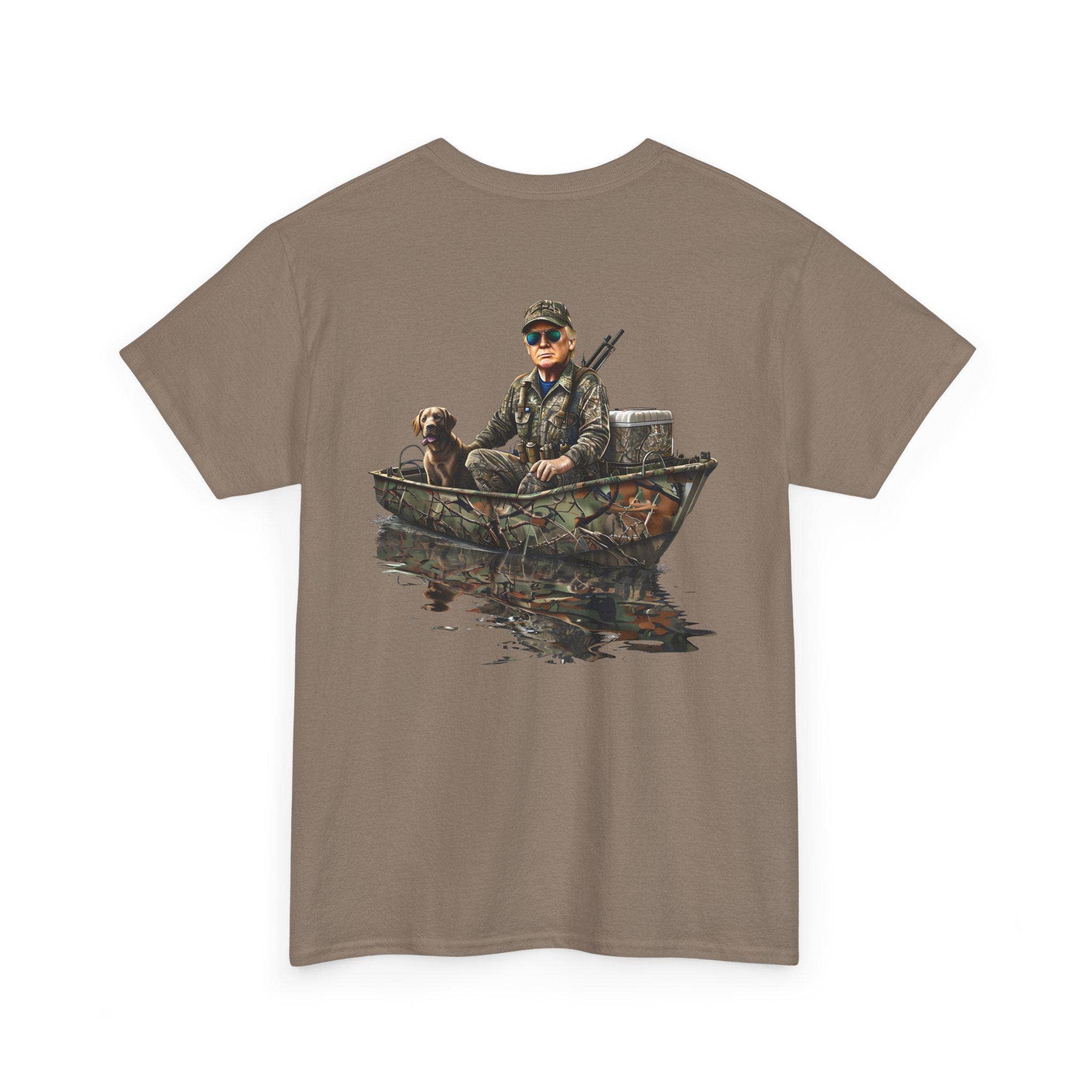 Trump Hunting Boat Tee - Outdoor Adventure Camo Shirt Hoodie, Sweatshirt | PodTeesHub.com