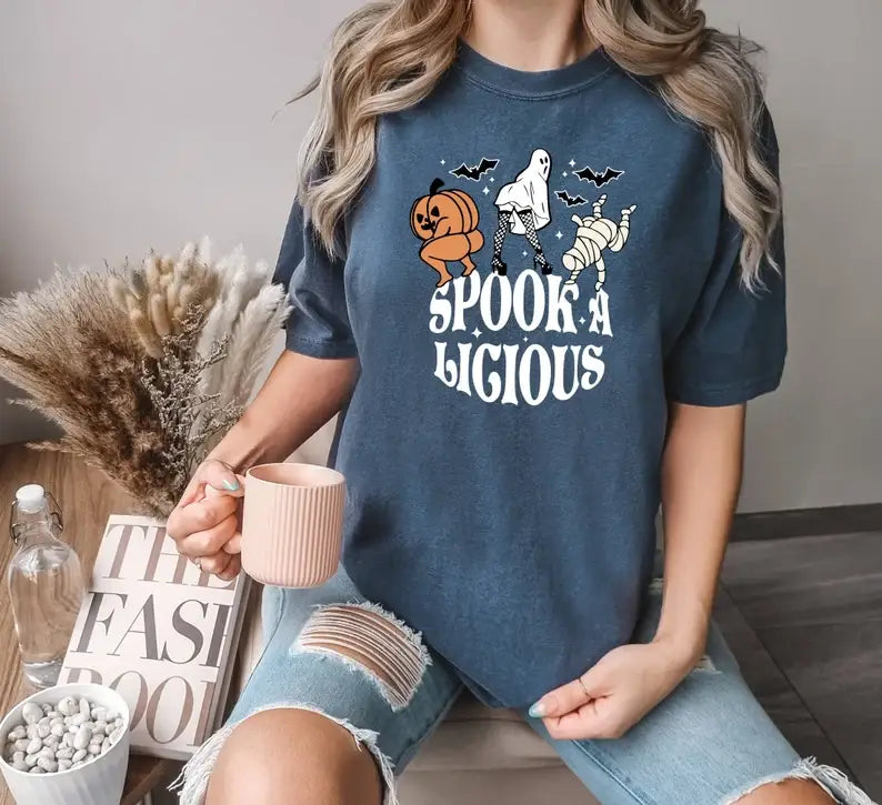 Spookalicious T-Shirt, Halloween Shirt, Spooky Summer Tee Hoodie, Sweatshirt | PodTeesHub.com
