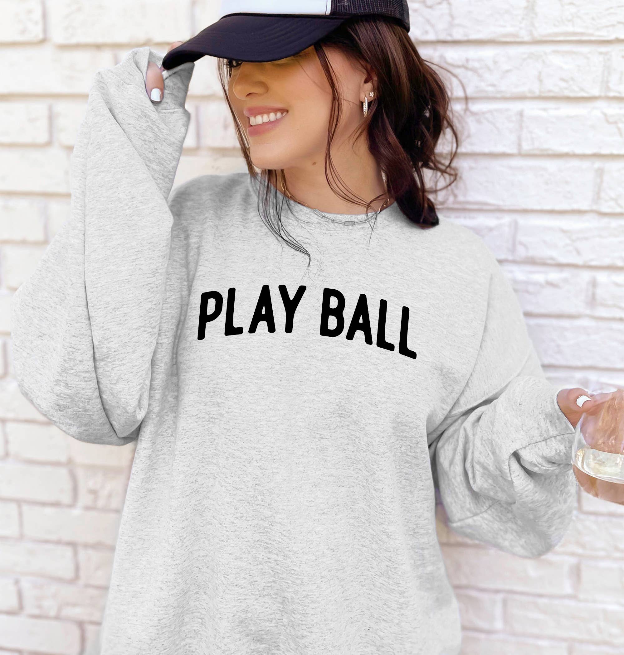 Play Ball Baseball Crewneck Sweatshirt, Baseball Mom Sweat T-Shirts, Hoodie | PodTeesHub.com