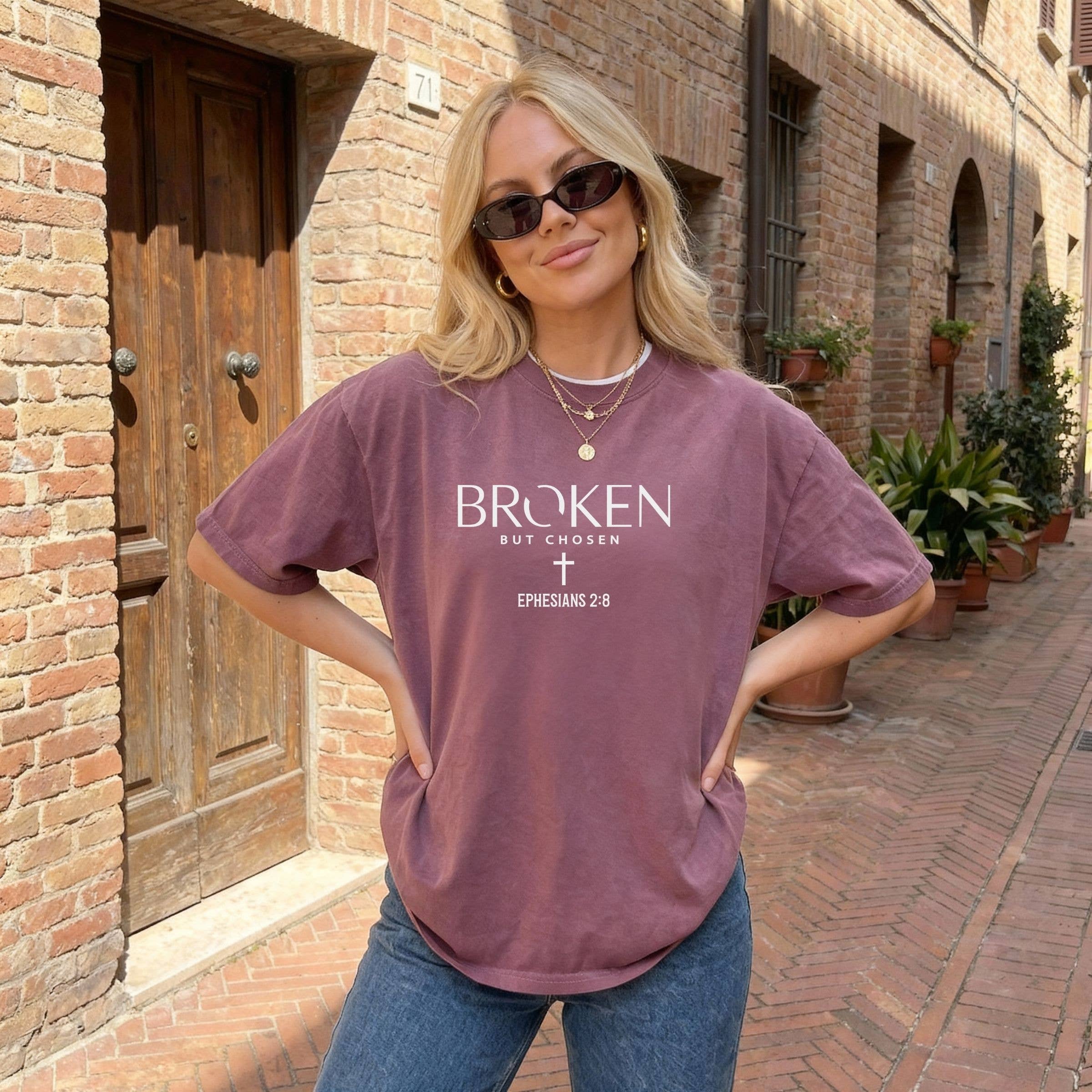 Broken But Chosen Christian Western Spring Graphic Tee Hoodie, Sweatshirt | PodTeesHub.com