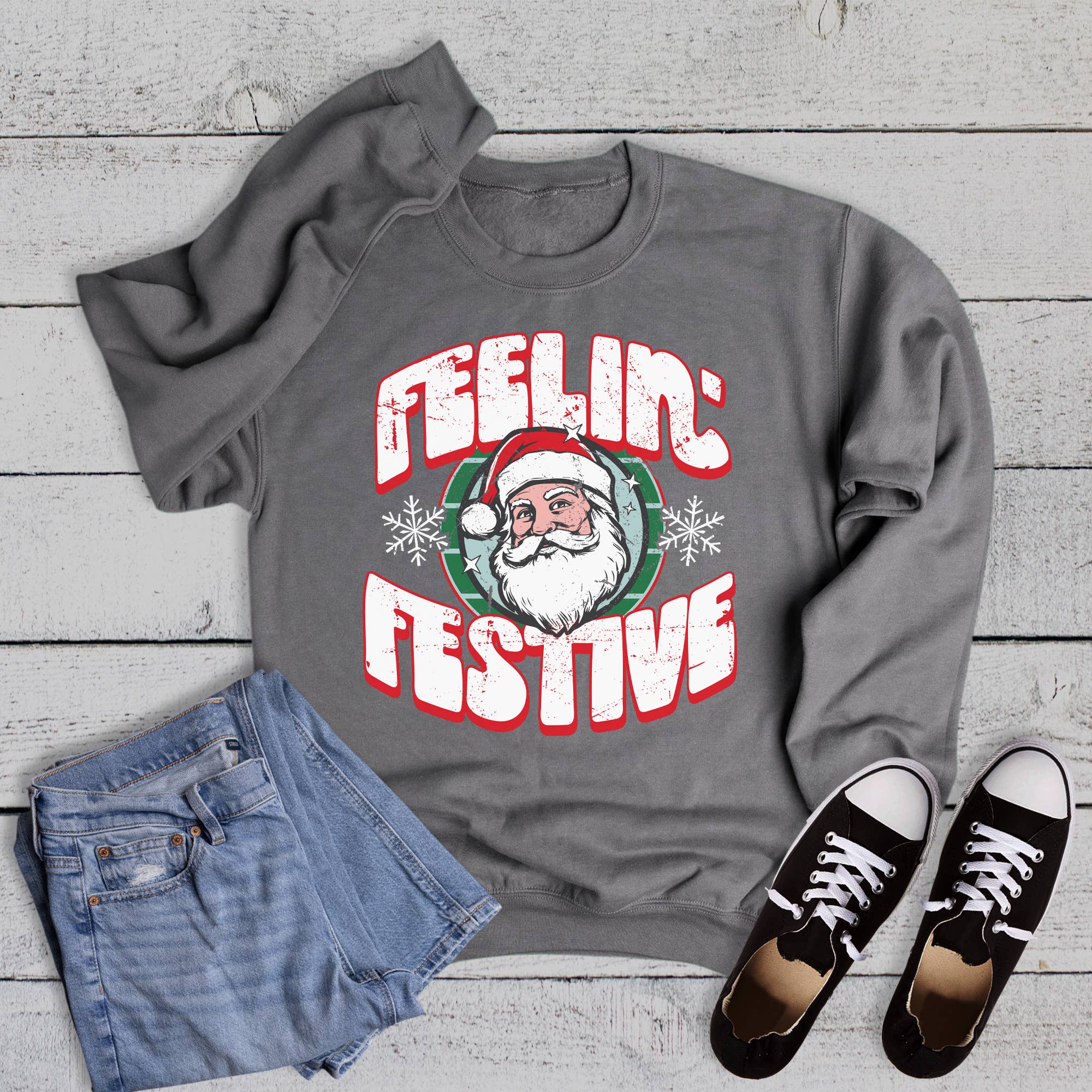 Christmas Santa Feelin' Festive Sweatshirt T-Shirts, Hoodie | PodTeesHub.com
