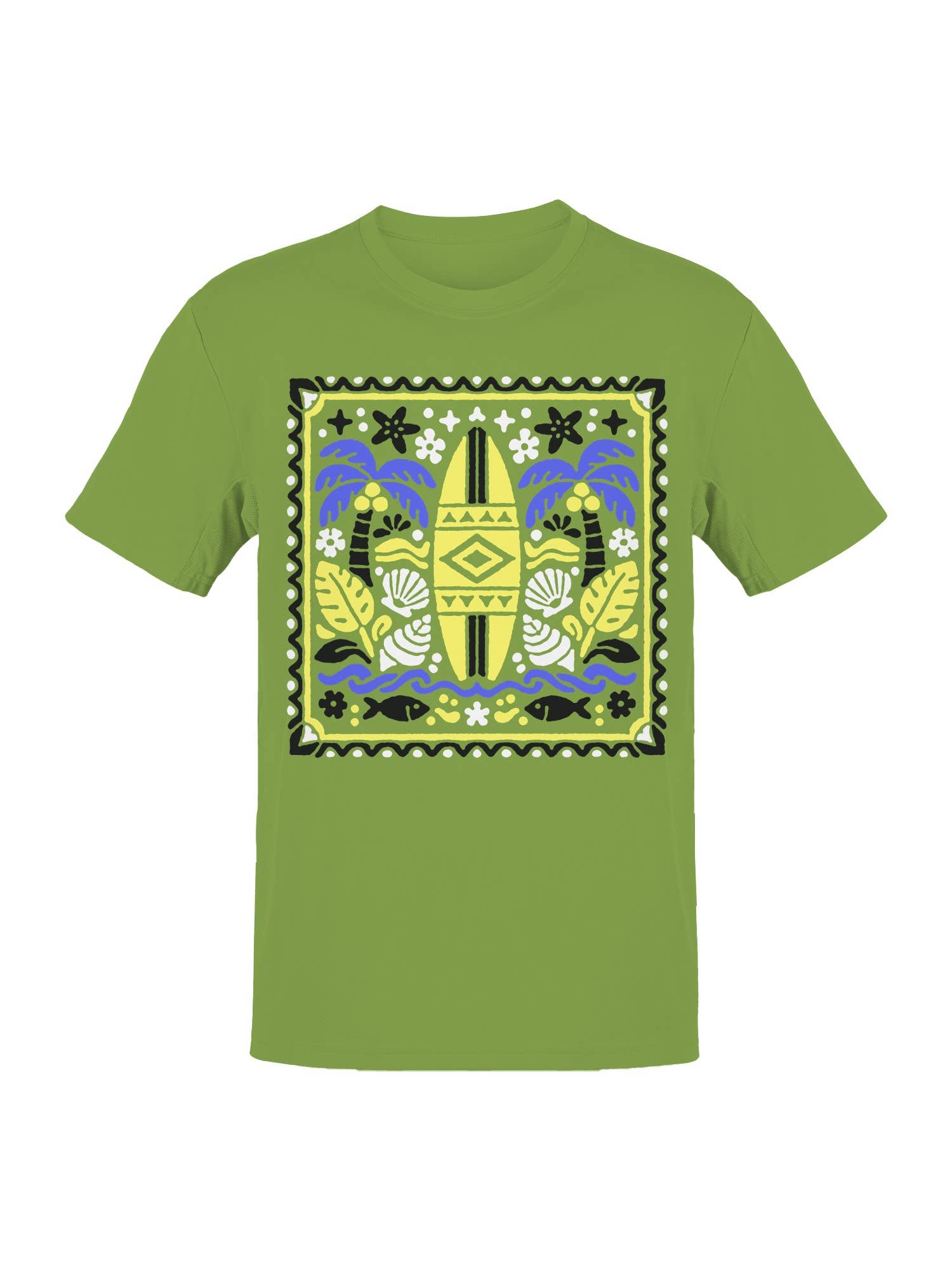 Tropical Surf Design: Palm and Waves Men's T-Shirt Hoodie, Sweatshirt | PodTeesHub.com