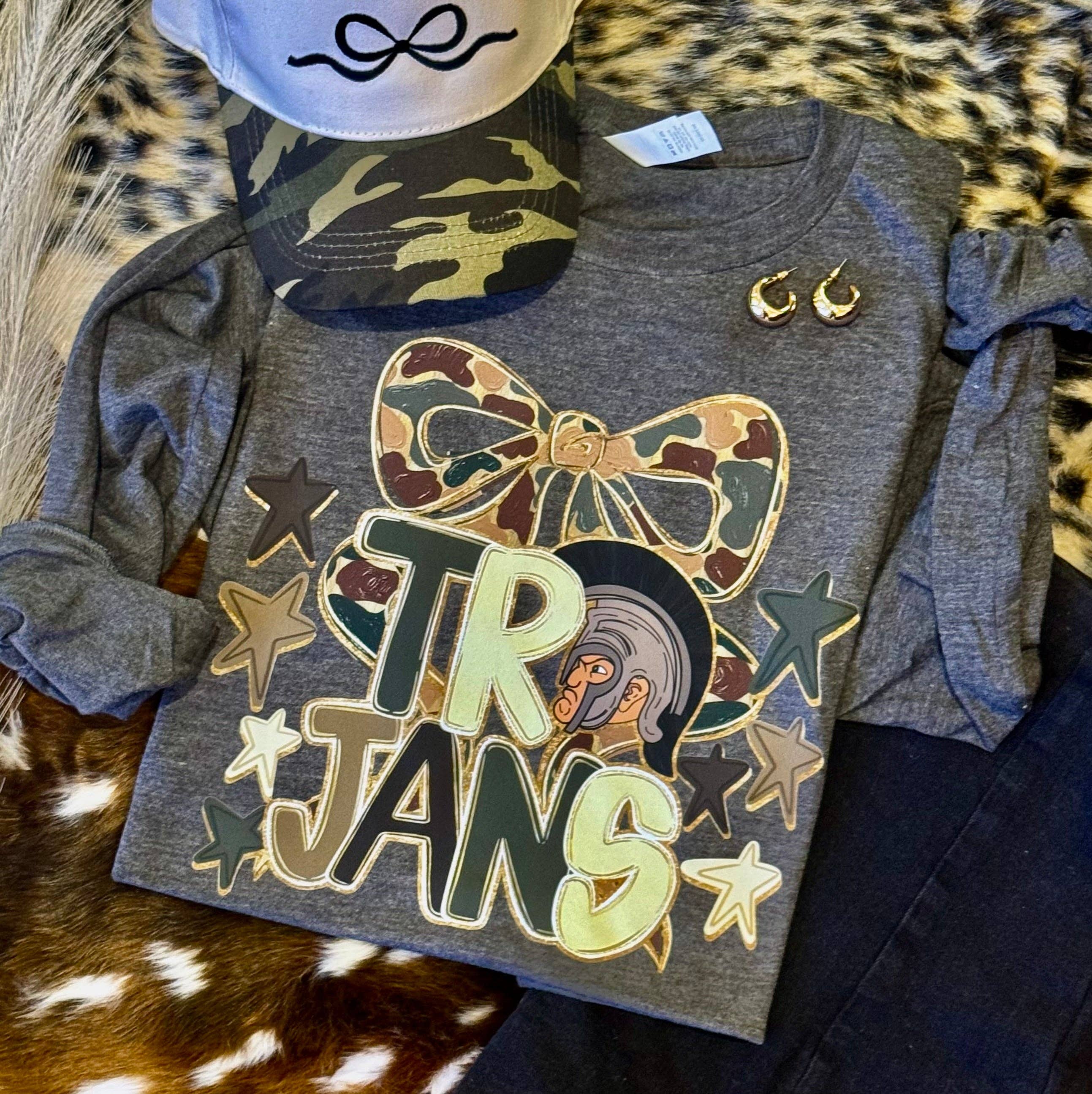 Trojans Camo Bow Tee / Long Sleeve Hoodie, Sweatshirt | PodTeesHub.com