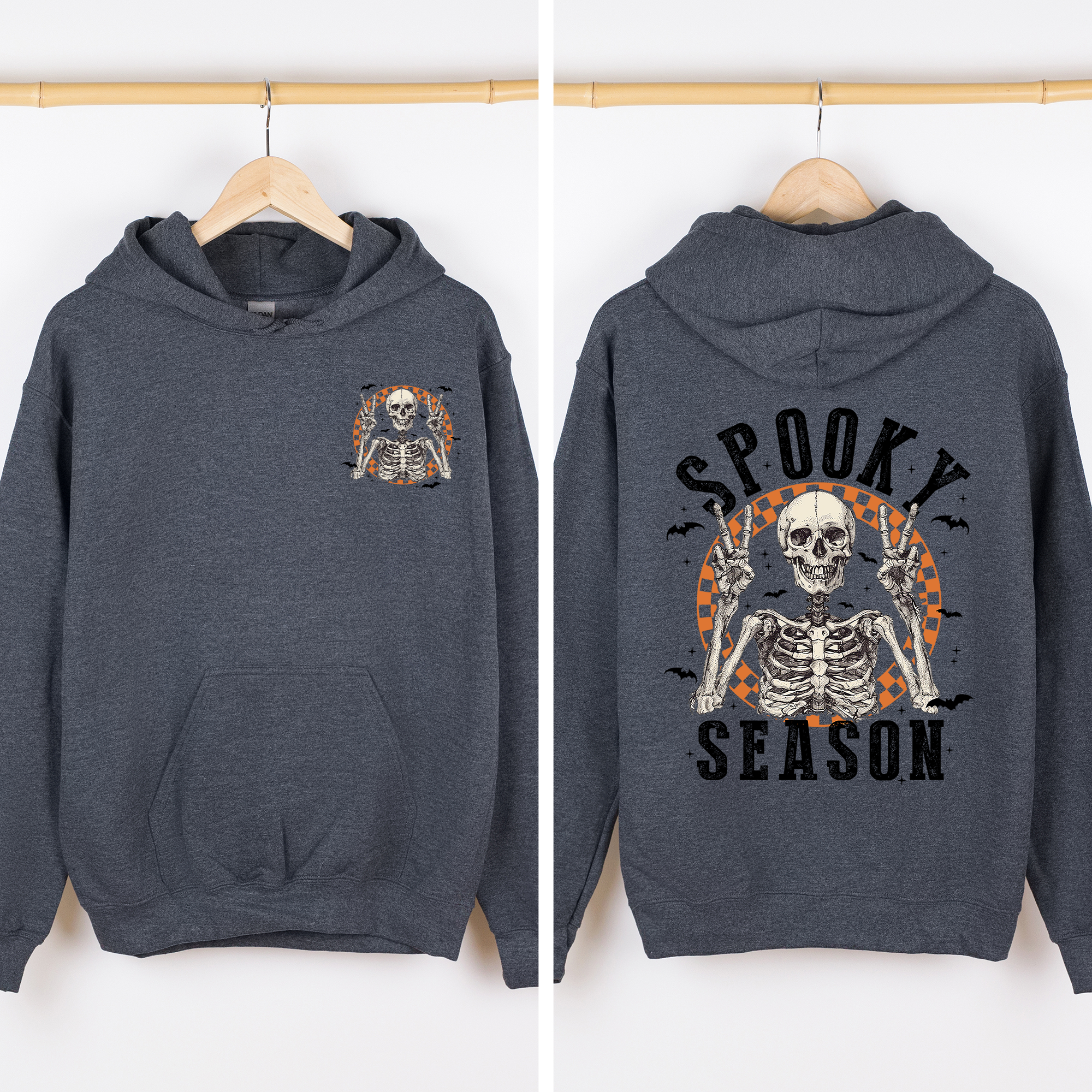 Spooky Season, Front and Back, Skeleton, Halloween, Hoodie T-Shirts, Sweatshirt | PodTeesHub.com