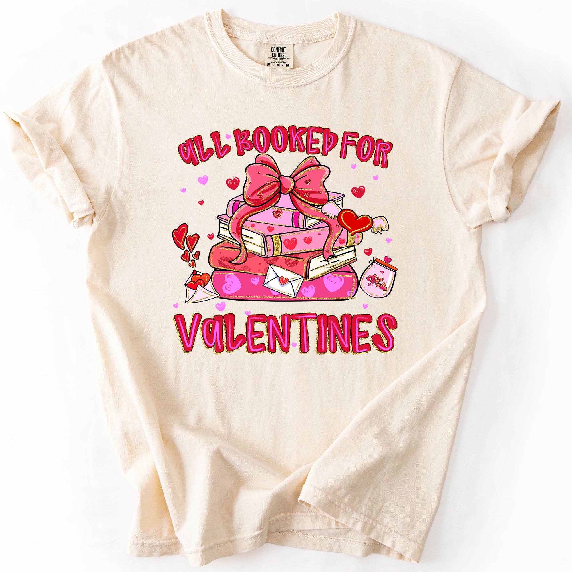 Glittery, All Booked For Valentine's Day, Reading, T-Shirt Hoodie, Sweatshirt | PodTeesHub.com