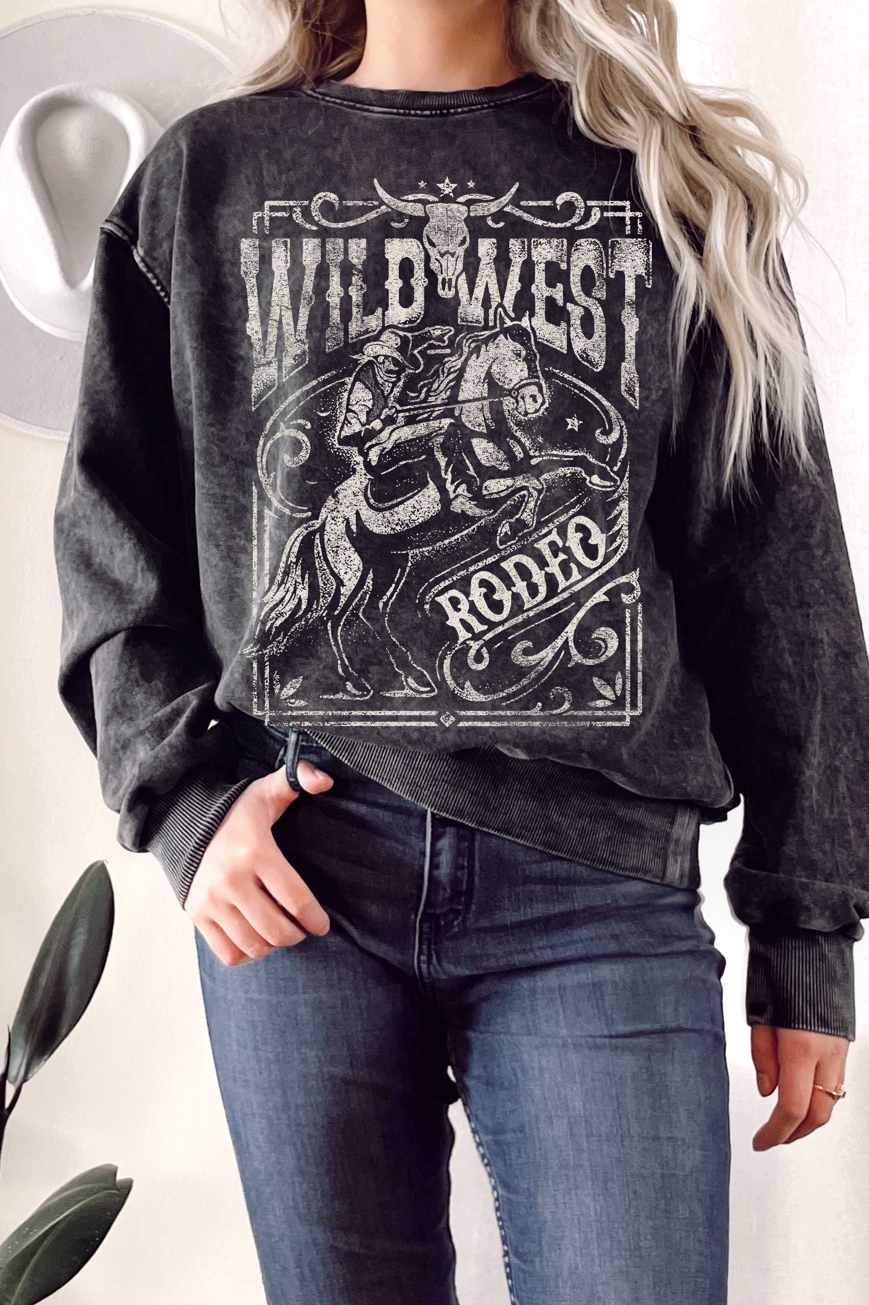 Wild West Rodeo Cowboy Mineral Graphic Terry Sweatshirt T-Shirts, Hoodie | PodTeesHub.com
