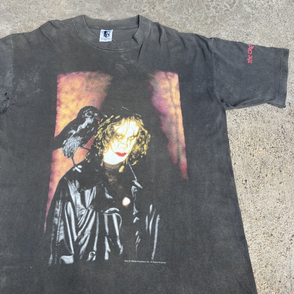 Expert Horror Vintage 90s 1994 The Crow Brandon Lee Movie Tee Xl Faded Hoodie, Sweatshirt | PodTeesHub.com