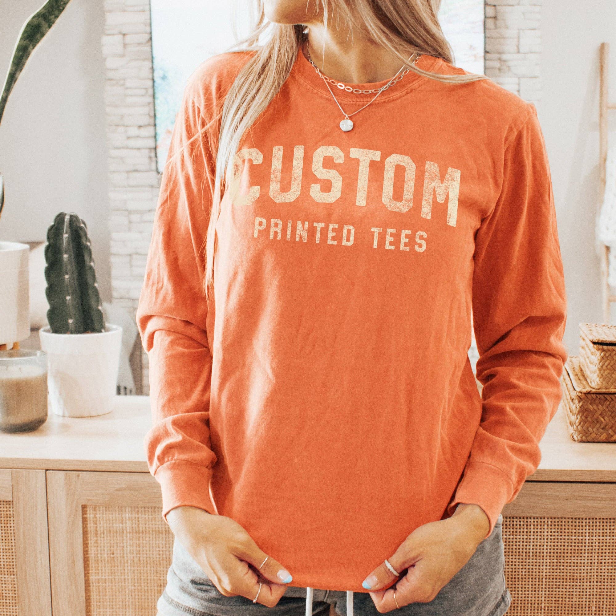 Custom Long Sleeve Tee Fall Comfort Color Name Logo Location Hoodie, Sweatshirt | PodTeesHub.com