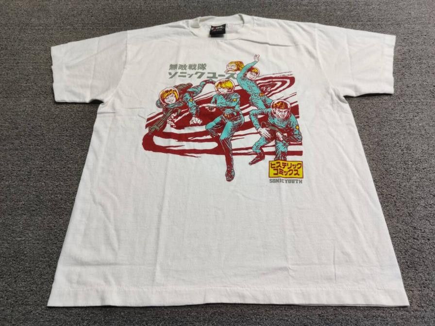 Band Tees Sonic Youth Invincible Squadron Graphic T Shirt Large White Hoodie, Sweatshirt | PodTeesHub.com