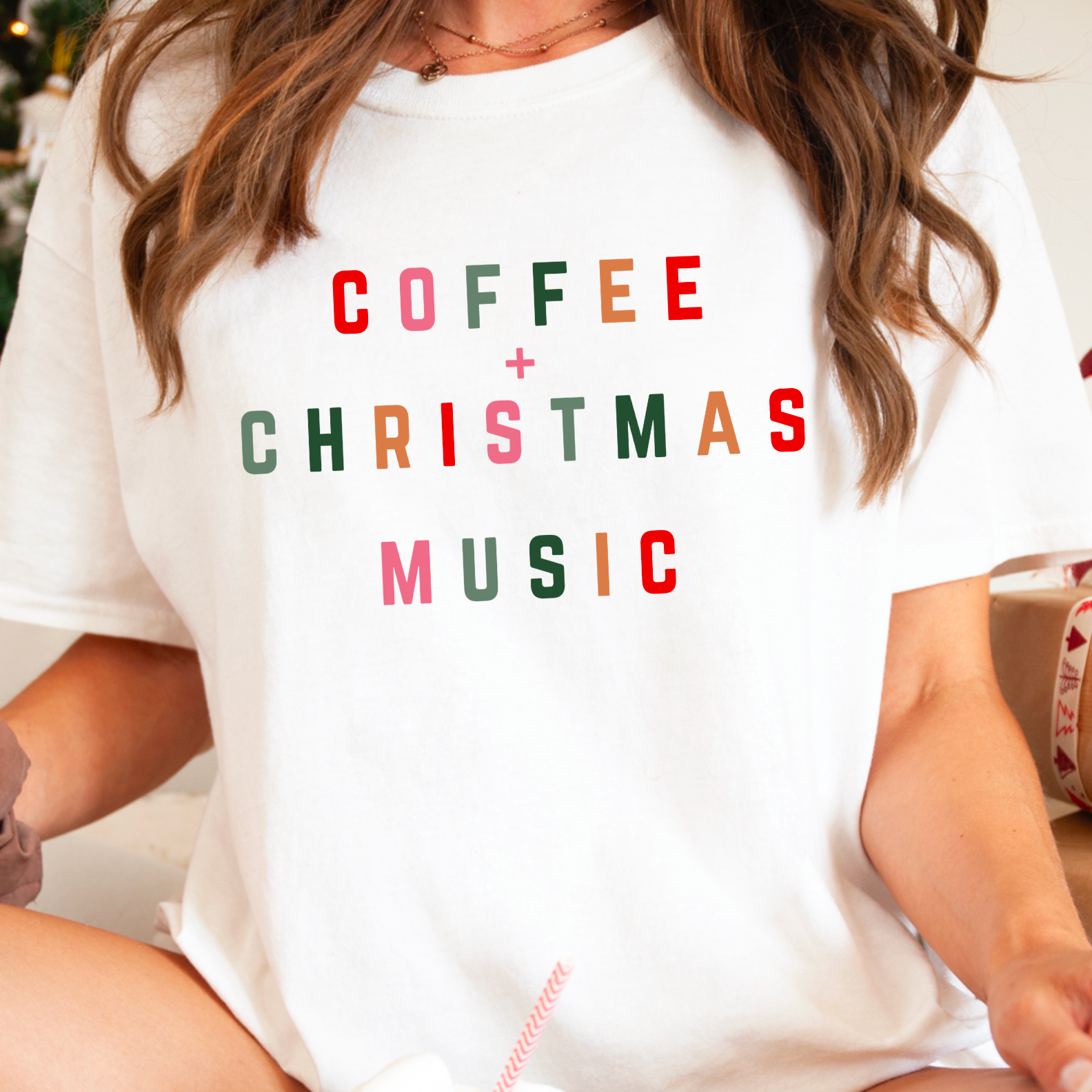 Coffee + Christmas Music Christmas Graphic Tee Hoodie, Sweatshirt | PodTeesHub.com