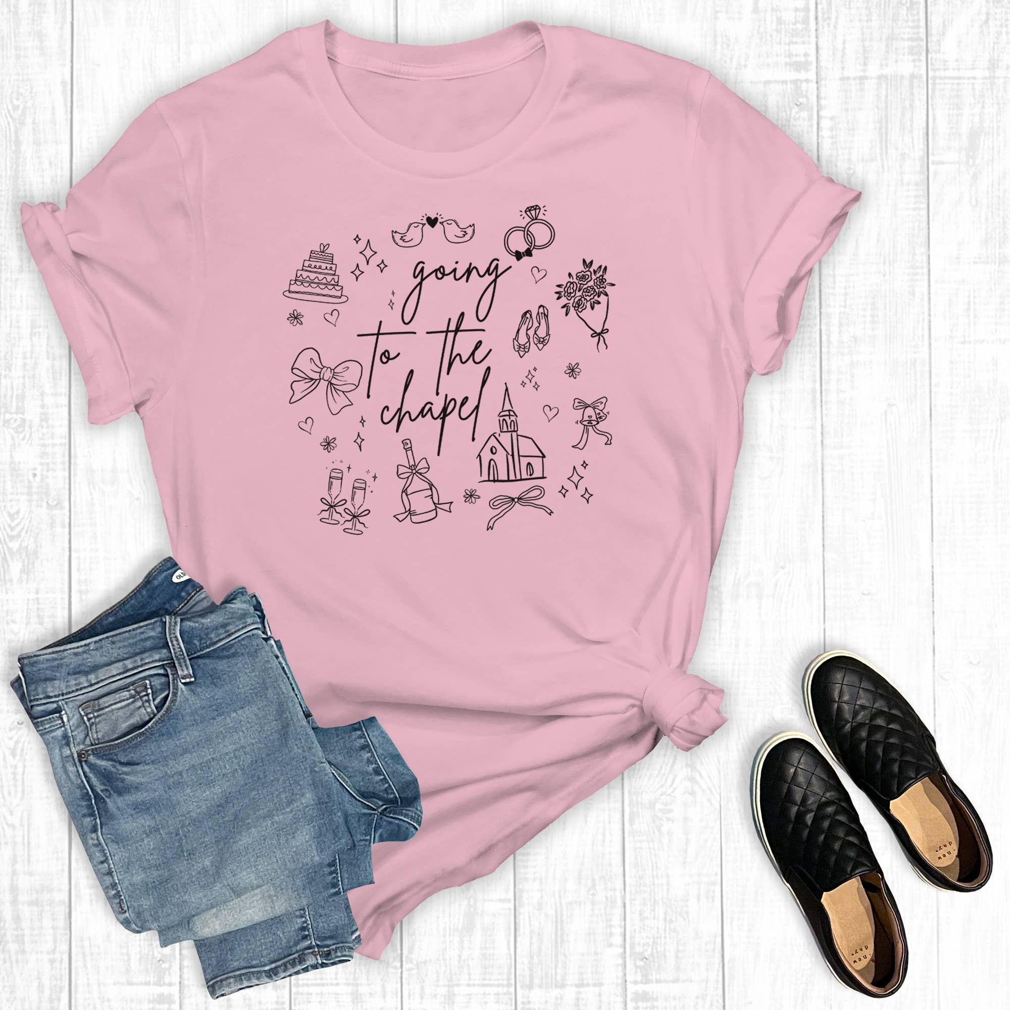 Bridal Going To the Chapel Coquette Collage Graphic Tee Hoodie, Sweatshirt | PodTeesHub.com