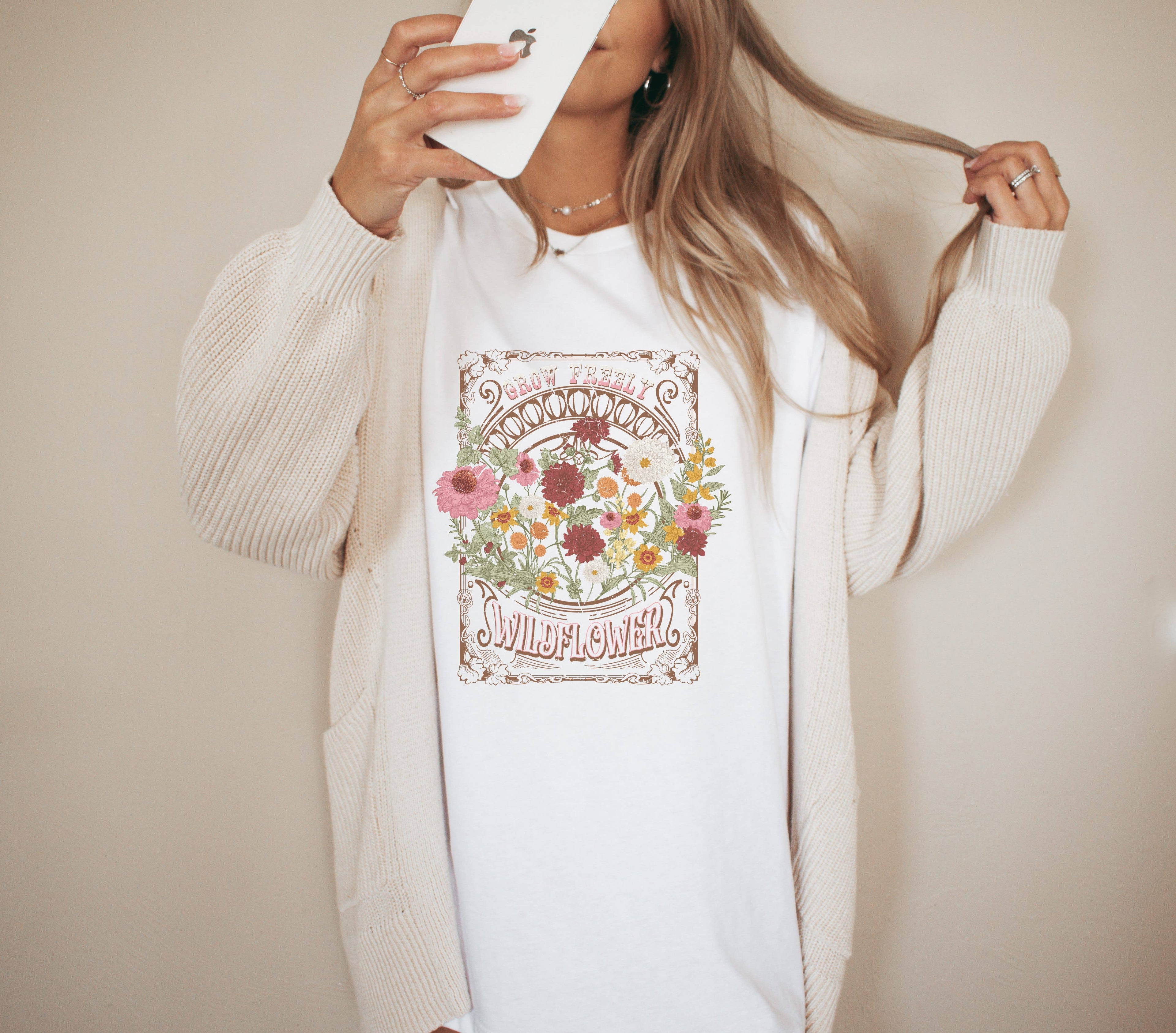 Grow Freely Tee | Botanical Tshirt Hoodie, Sweatshirt | PodTeesHub.com