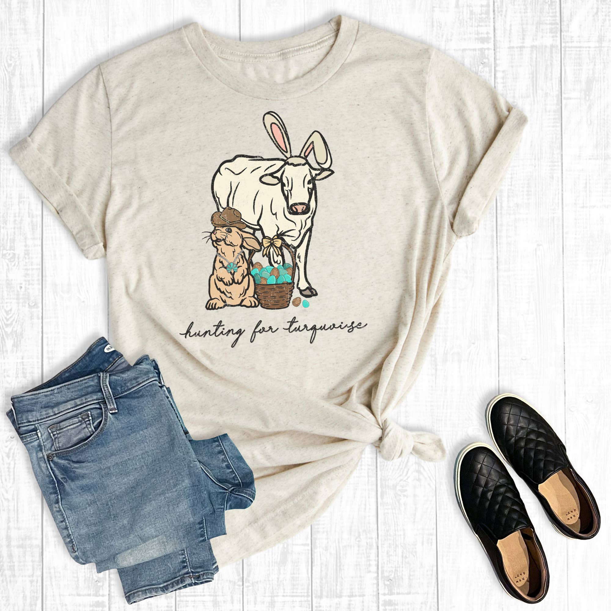 Western Easter Hunting For Turquoise Graphic Tee Hoodie, Sweatshirt | PodTeesHub.com