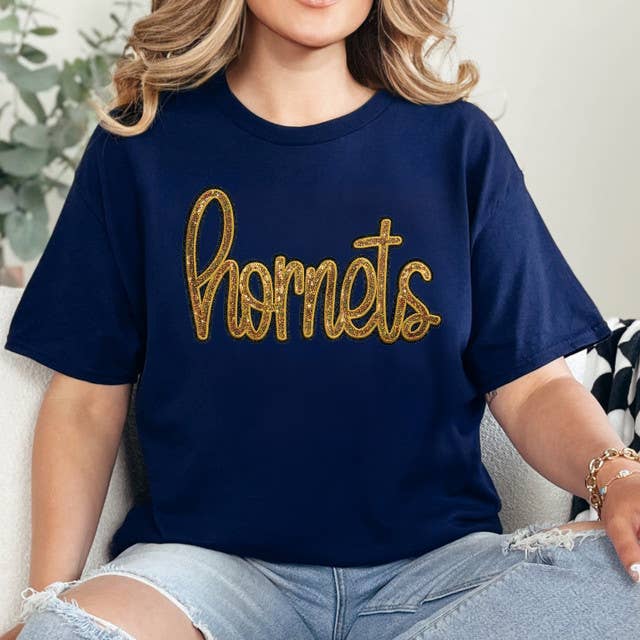 Hornets Gold Sequin Patch Navy Everyday Tee Hoodie, Sweatshirt | PodTeesHub.com
