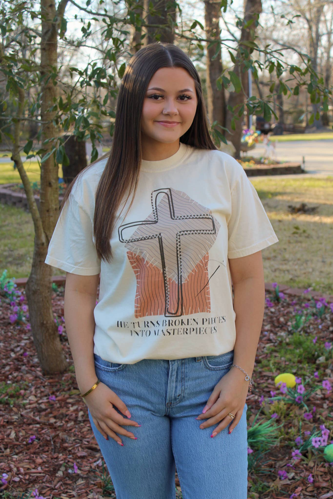 Patchwork Cross Graphic Tee Hoodie, Sweatshirt | PodTeesHub.com