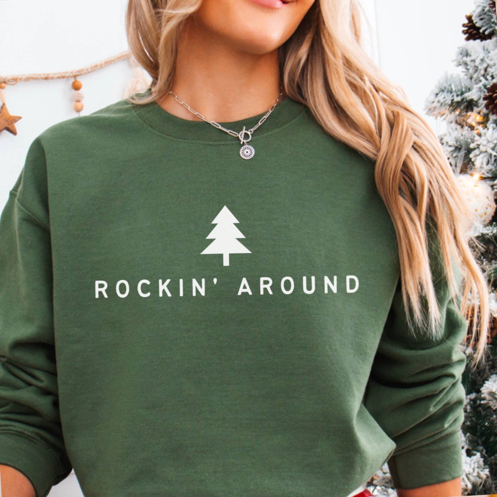Rockin Around Christmas Crewneck Sweatshirt  | Christmas Tee Hoodie | PodTeesHub.com
