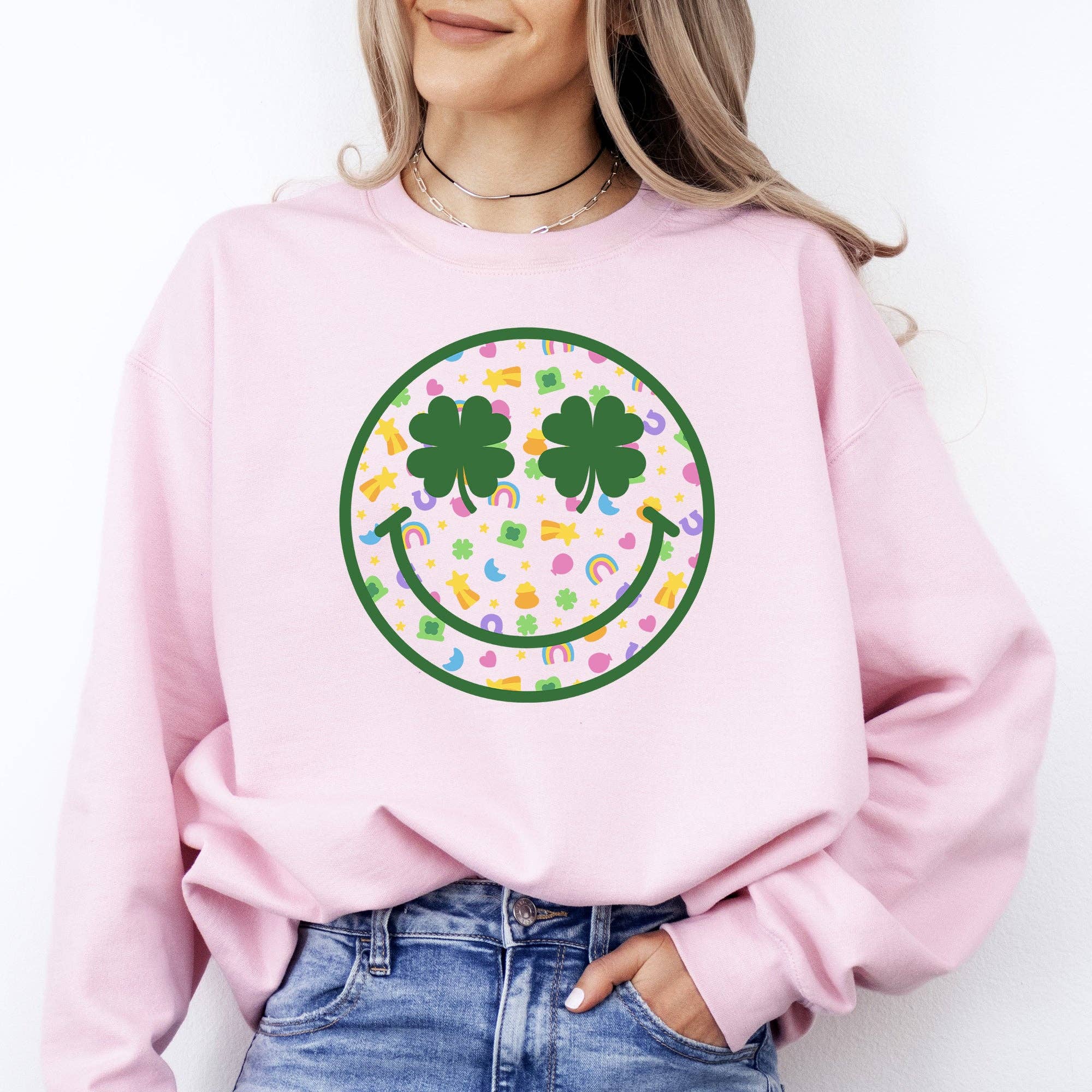 Lucky, Smiley, St Patrick's Day, Shamrock, Clover Sweatshirt T-Shirts, Hoodie | PodTeesHub.com