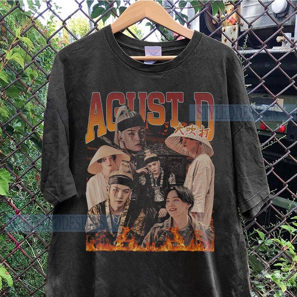 Agust D Vintage T-Shirt - Retro 90's Yoongi Graphic Tee Hoodie, Sweatshirt | PodTeesHub.com