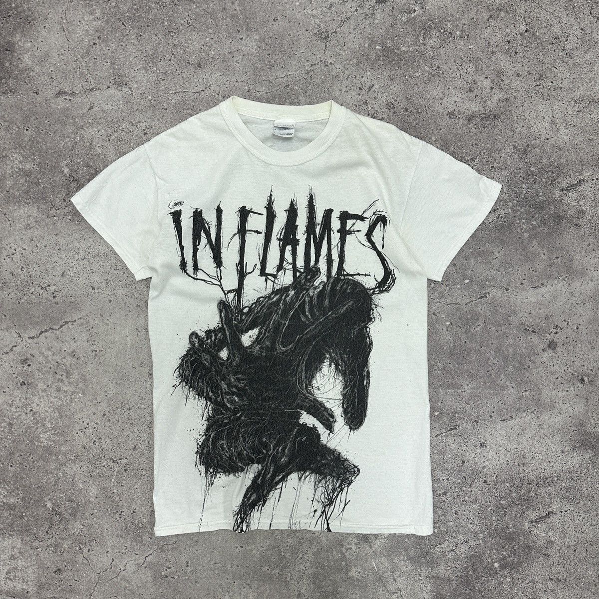 Band Tees Vintage 00s Inflames Aop Horror Tee Y2k Nightmare Rock Band Hoodie, Sweatshirt | PodTeesHub.com