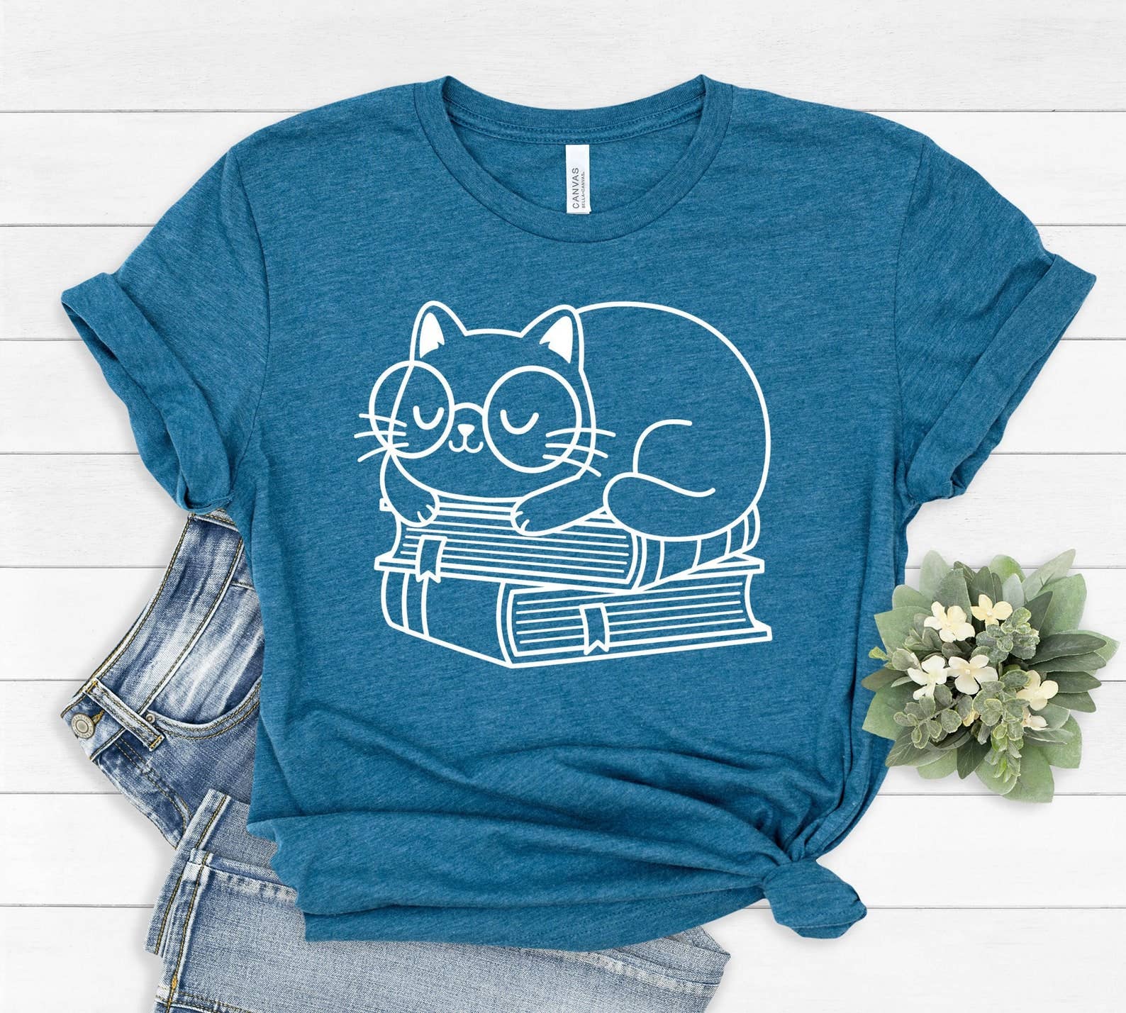 Cat and Books T-Shirt Hoodie, Sweatshirt | PodTeesHub.com