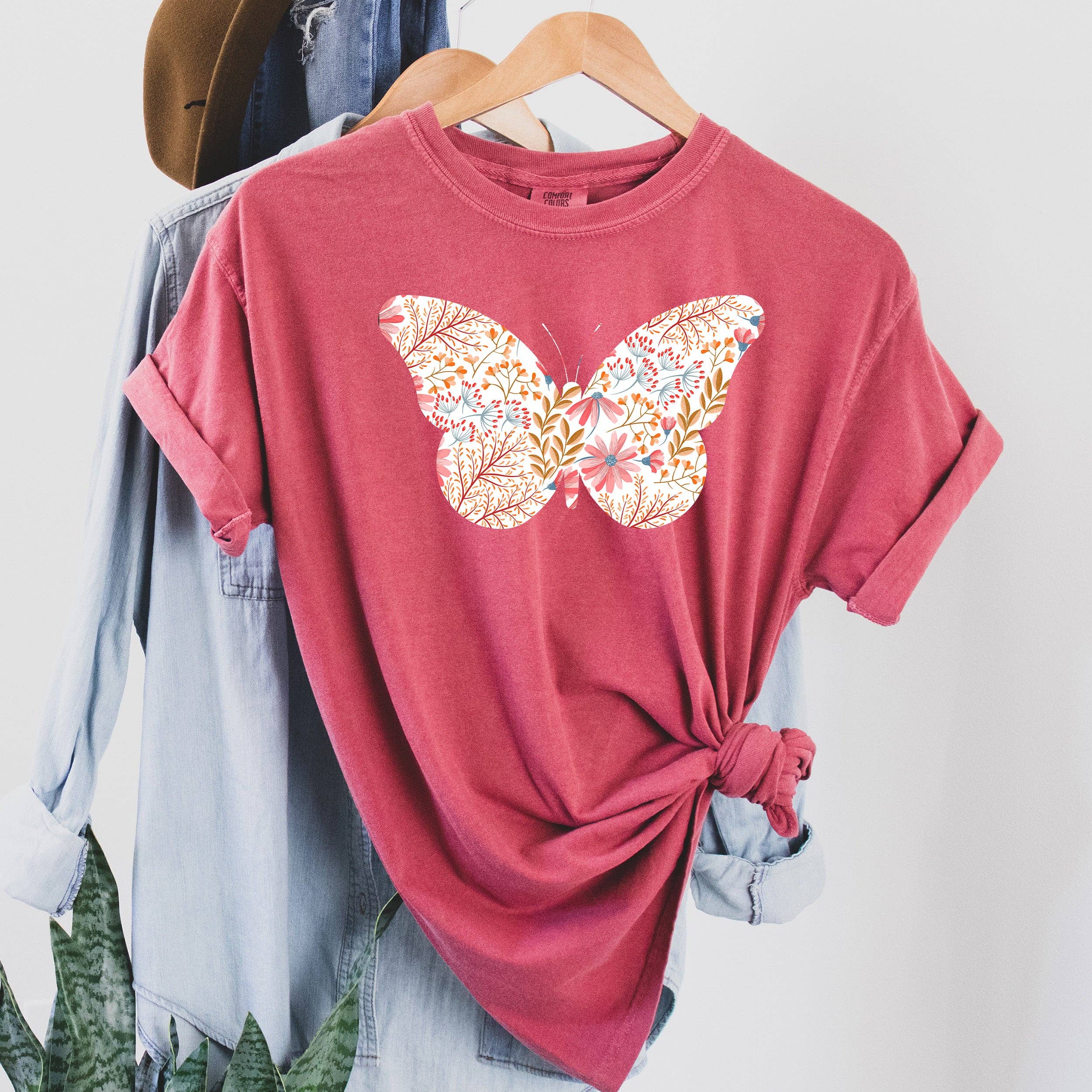 Floral Butterfly Wh T-Shirt Hoodie, Sweatshirt | PodTeesHub.com
