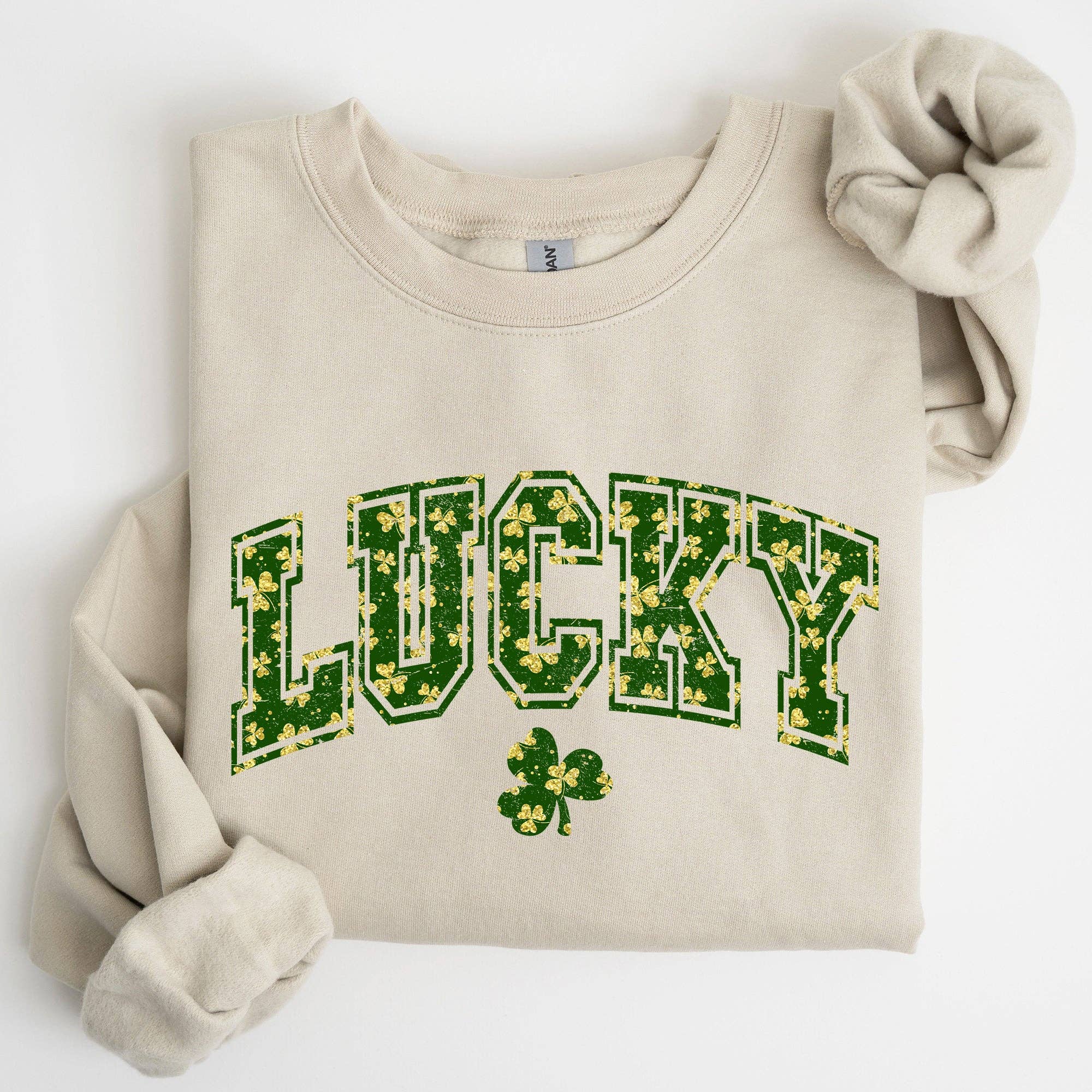 Lucky, Glitter Shamrock, Vintage St Patrick's Day Sweatshirt T-Shirts, Hoodie | PodTeesHub.com