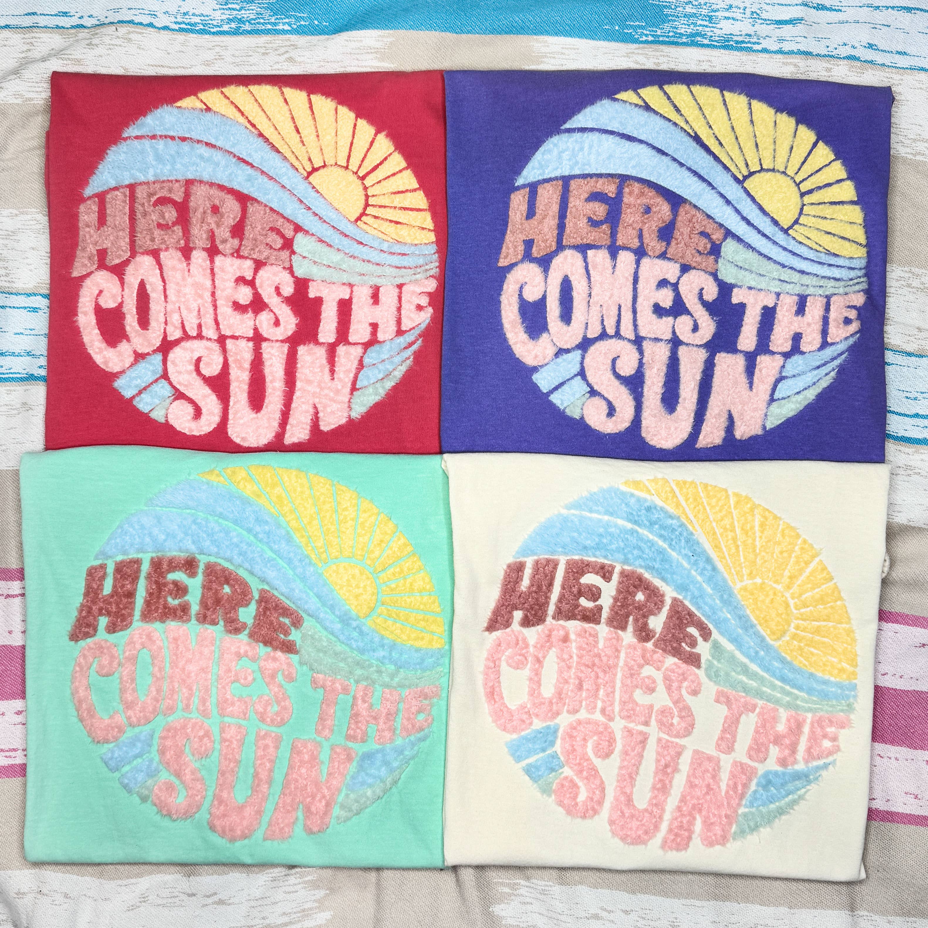 Here Comes the Sun Fluffy Tee Hoodie, Sweatshirt | PodTeesHub.com