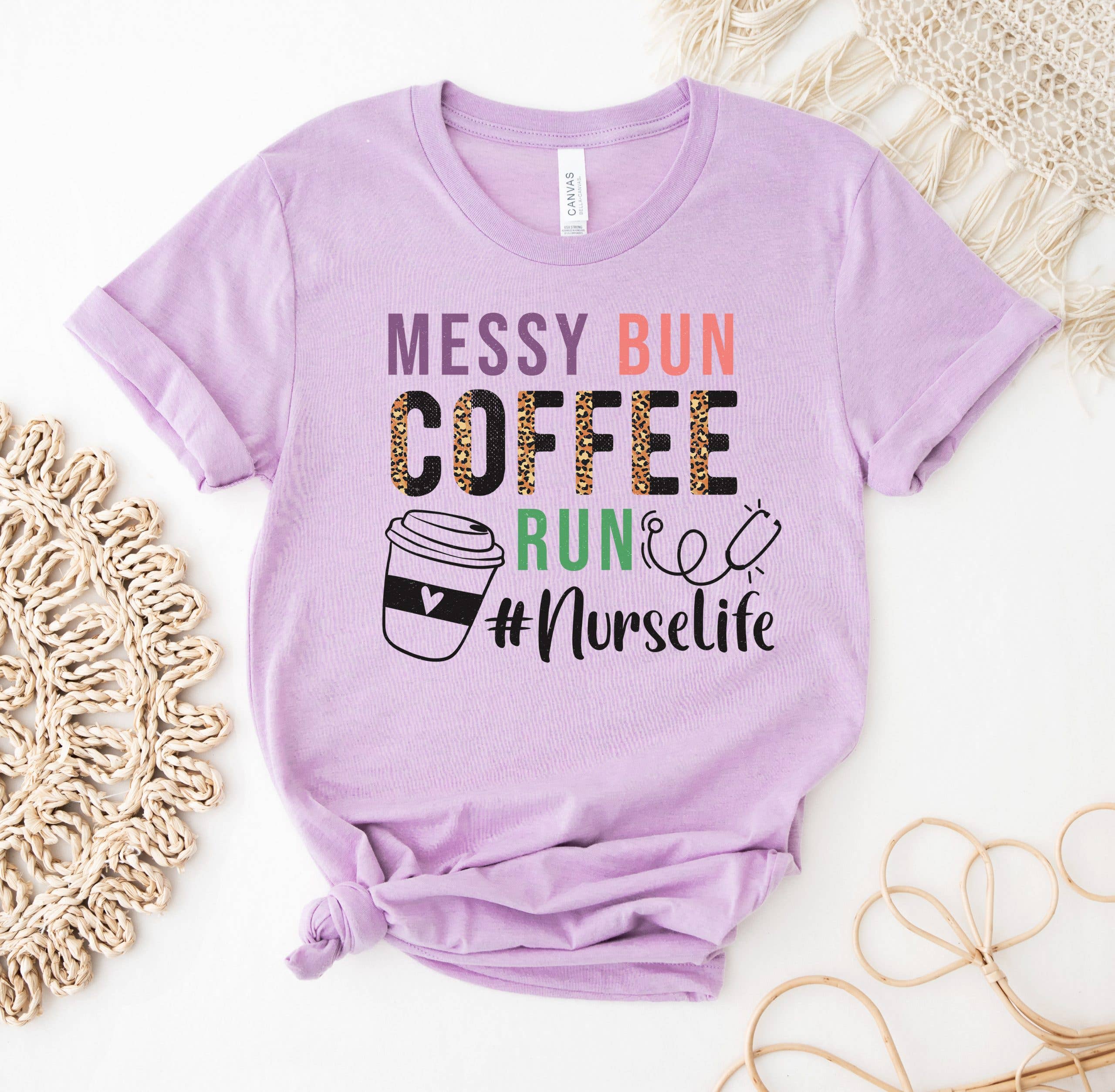 Messy Bun Coffee Run Nurse Life T-Shirt Hoodie, Sweatshirt | PodTeesHub.com