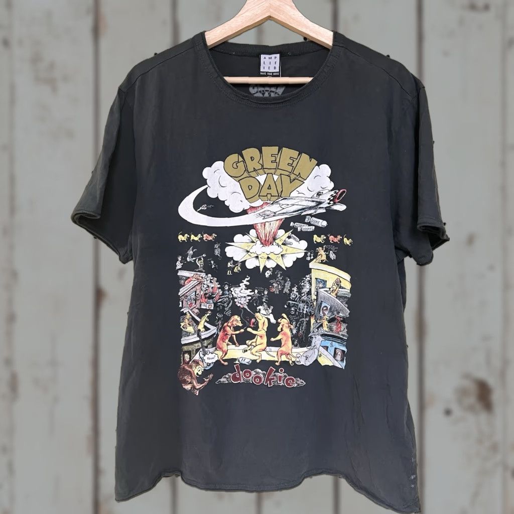 Vintage Xl Amplified Dookie Shirt Rock Band Graphic Black Distressed Style Hoodie, Sweatshirt | PodTeesHub.com