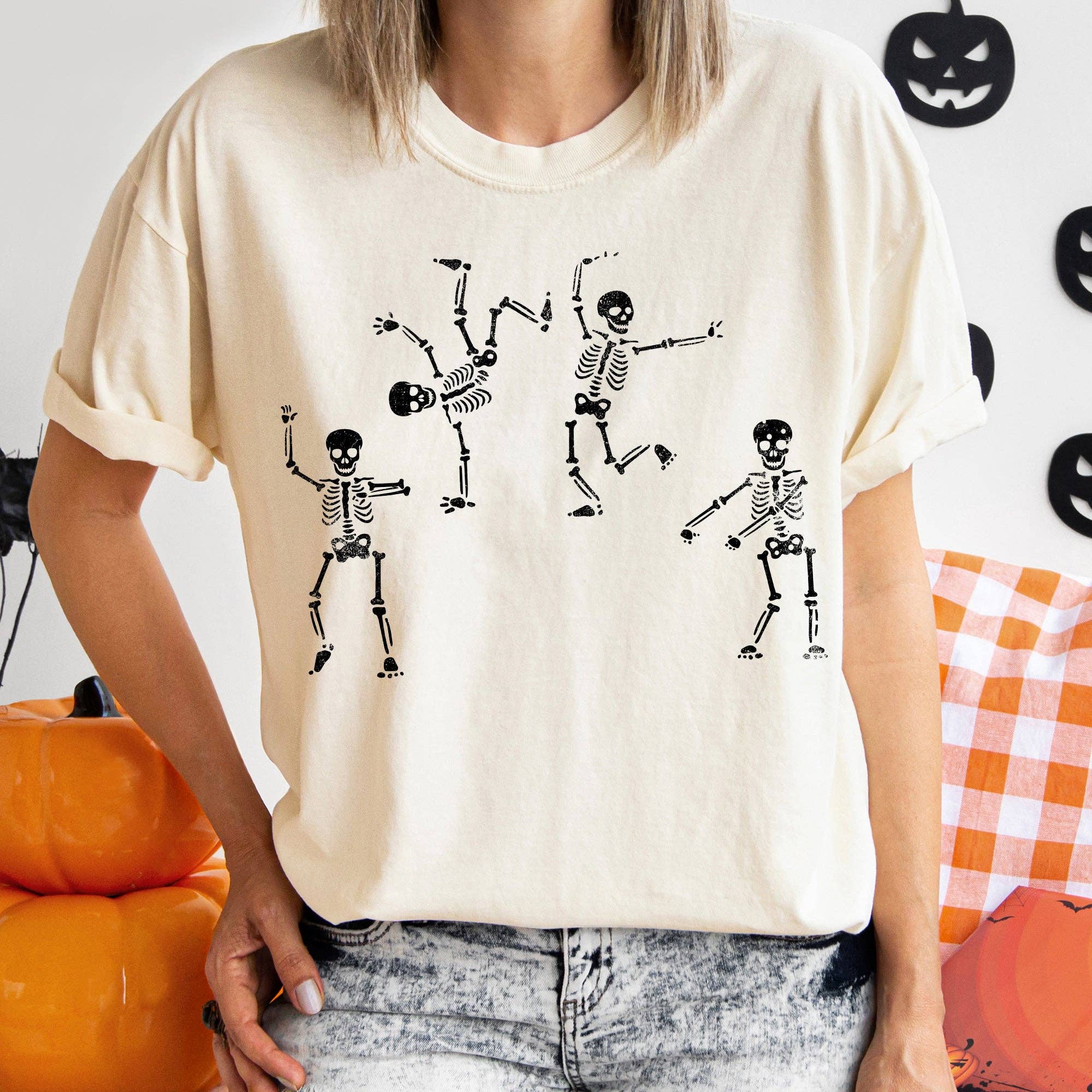 Jumping Skeletons Vintage Halloween T-Shirt Hoodie, Sweatshirt | PodTeesHub.com