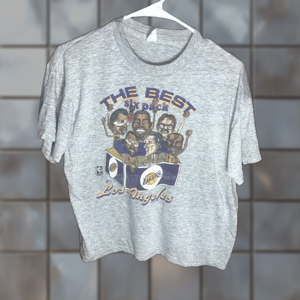 Vintage Nba Los Angeles Lakers The Best Six Pack Shirt T Shirt Shirt Color Gray Size S Mens 80s Hoodie, Sweatshirt