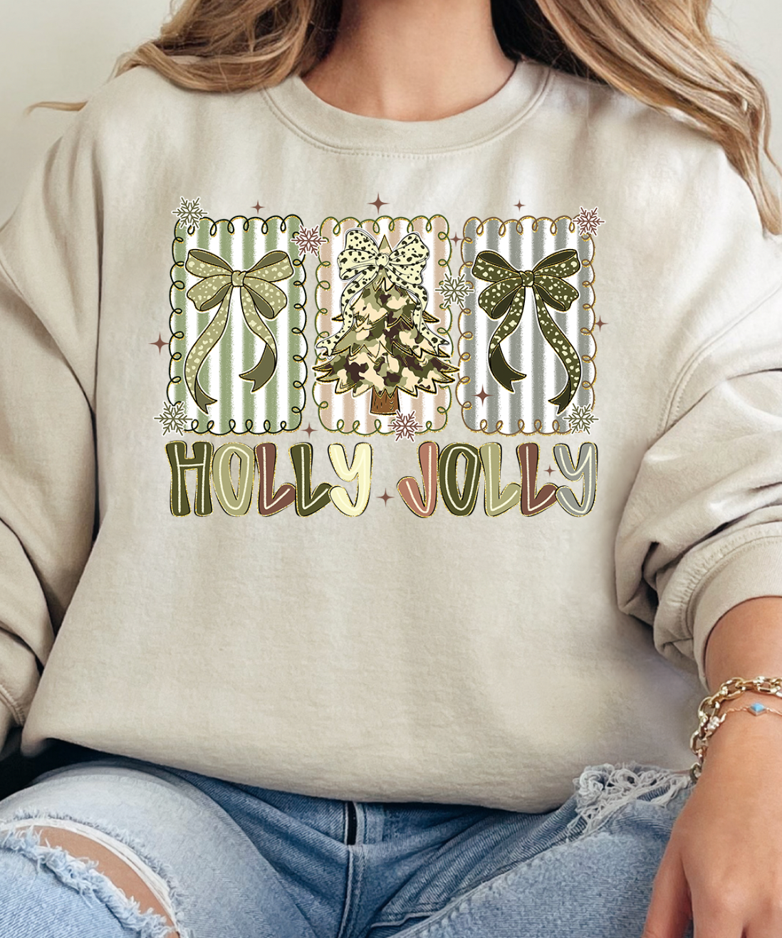Holly Jolly Camo Christmas Tee & Sweatshirt Hoodie | PodTeesHub.com