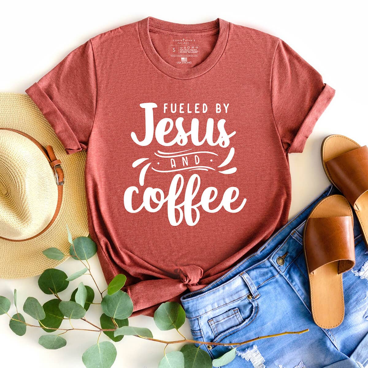 Fueled By Jesus and Coffee Graphic Tee Shirt Hoodie, Sweatshirt | PodTeesHub.com
