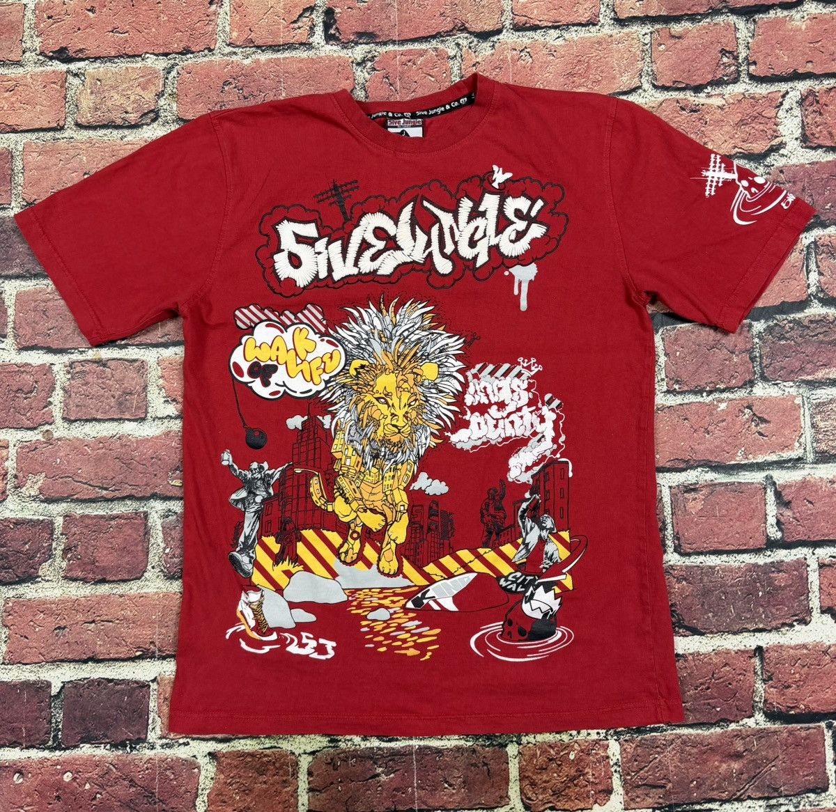 Other Vintage 5ive Jungle T Shirt Red Graphic Hip Hop Skate Y2k Hoodie, Sweatshirt | PodTeesHub.com