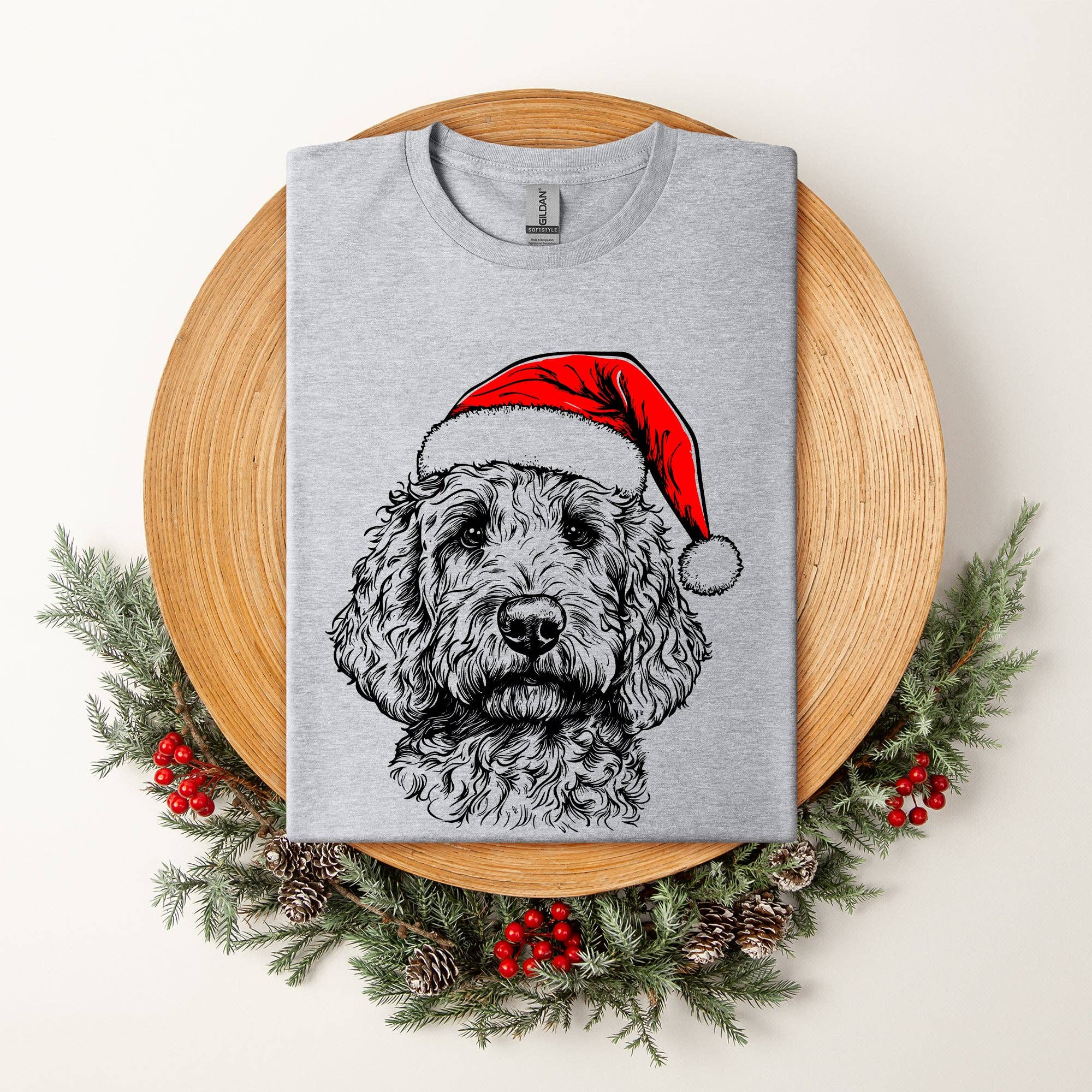 Goldendoodle, Santa, Dog, Christmas, Dog Lover, Pet T-Shirt Hoodie, Sweatshirt | PodTeesHub.com