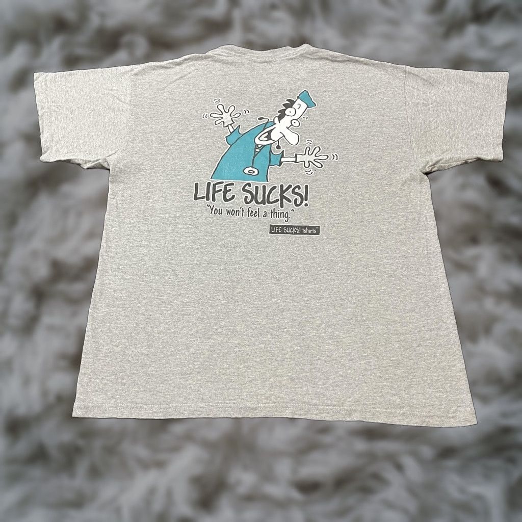 Alife Vintage Life Sucks Shirt Mens Large Gray Graphic Doctor Slogan Funny T Shirt Tee Hoodie, Sweatshirt | PodTeesHub.com