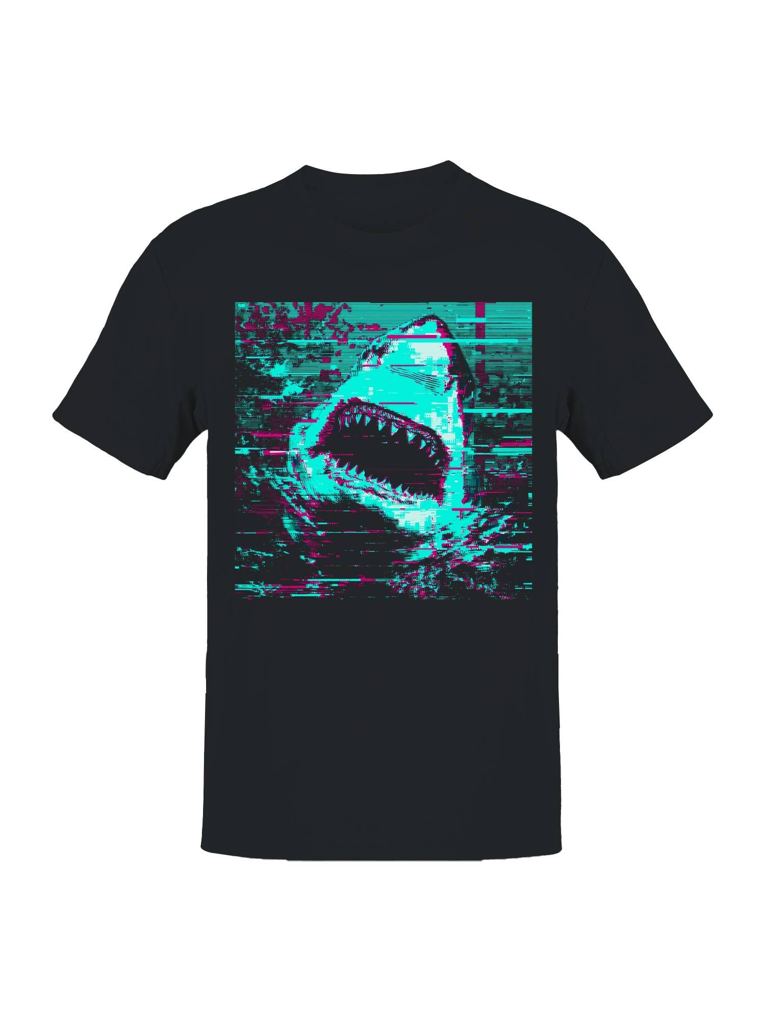 Digital Retro Shark Attack Art Men's T-Shirt Hoodie, Sweatshirt | PodTeesHub.com