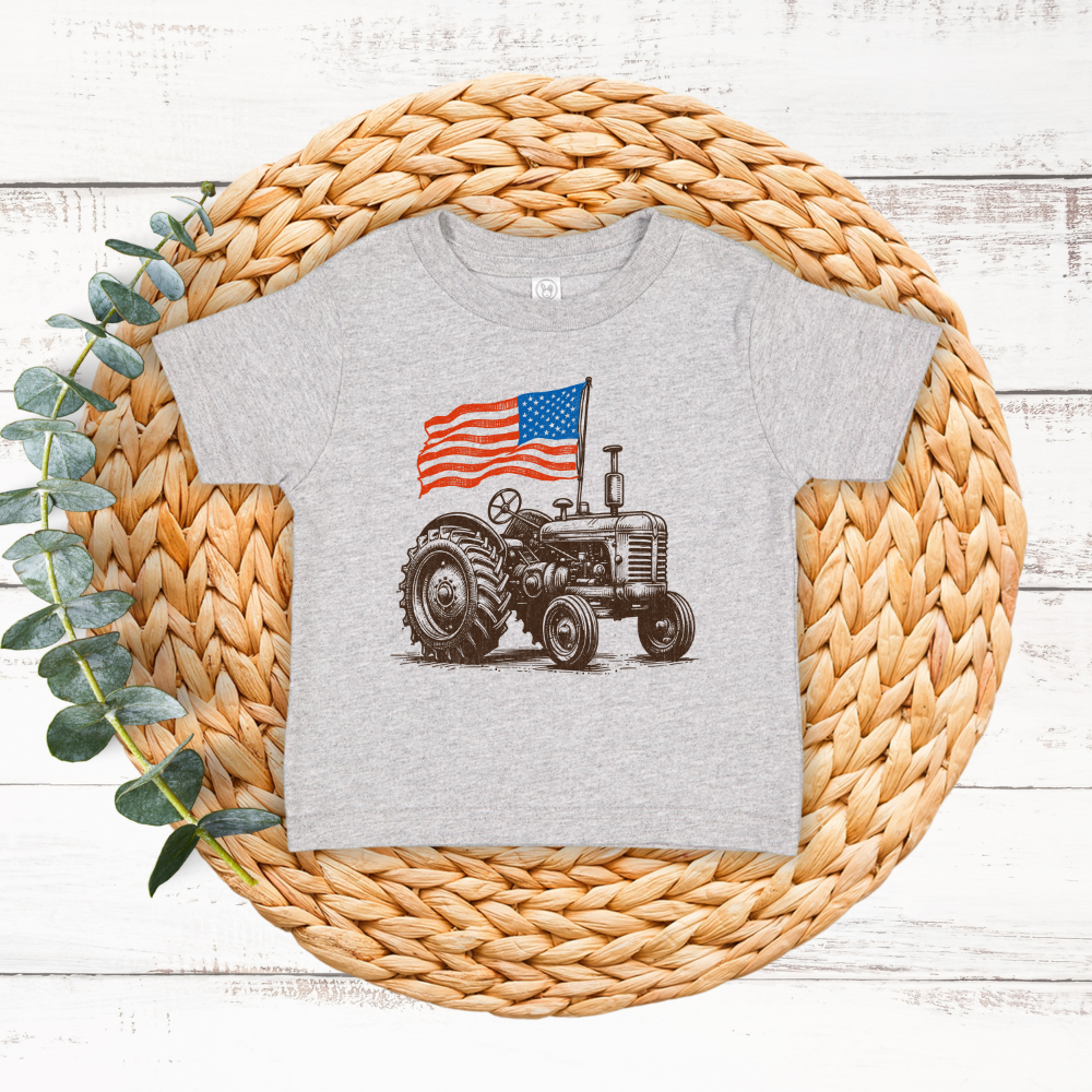 American Flag Tractor | Toddler T-Shirt Hoodie, Sweatshirt | PodTeesHub.com