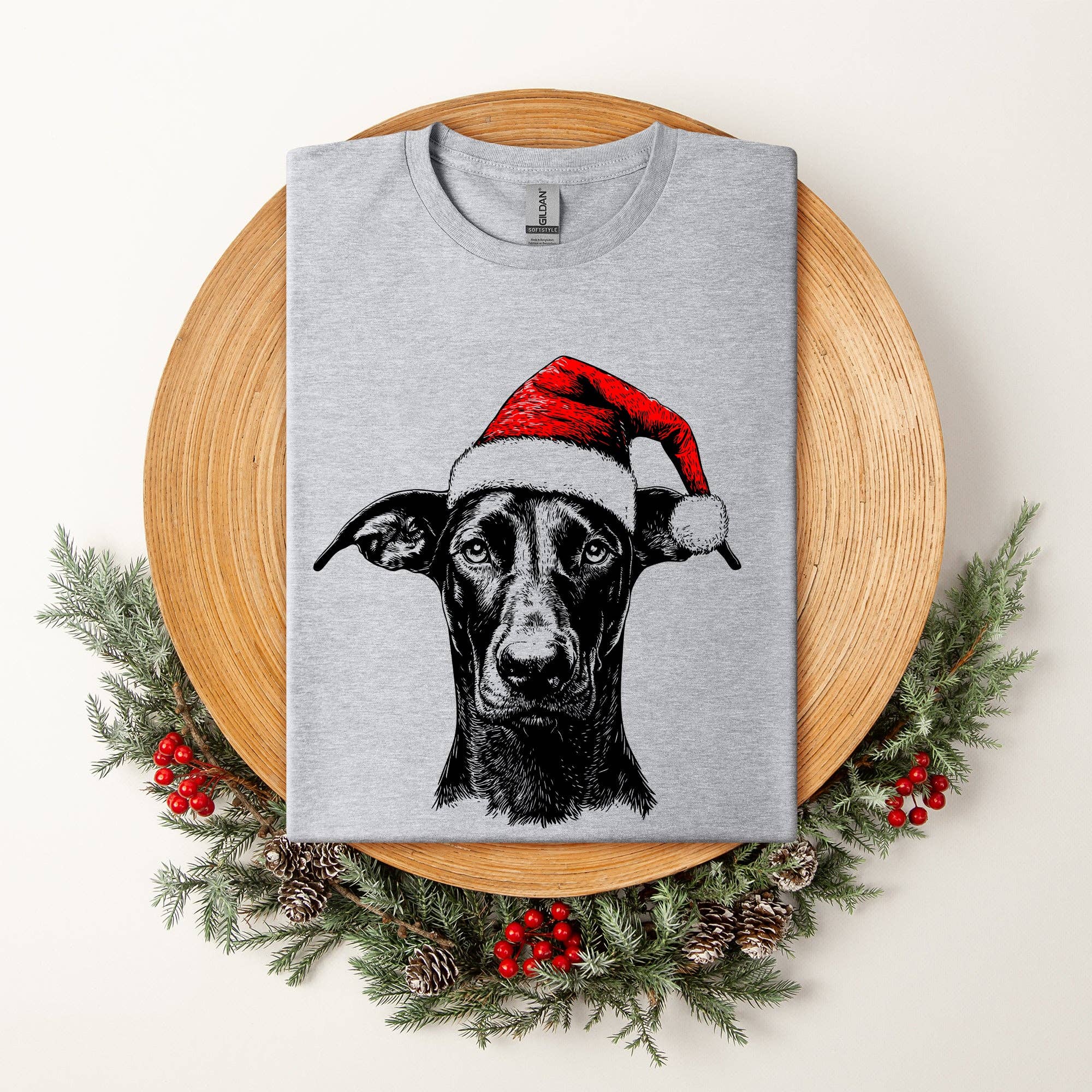 Doberman, Santa, Dog, Christmas, Dog Lover, Pet T-Shirt Hoodie, Sweatshirt | PodTeesHub.com