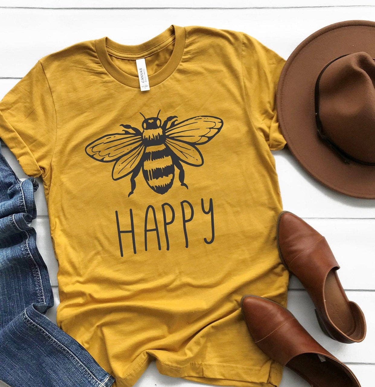 Bee Happy | Be Happy Shirt Hoodie, Sweatshirt | PodTeesHub.com