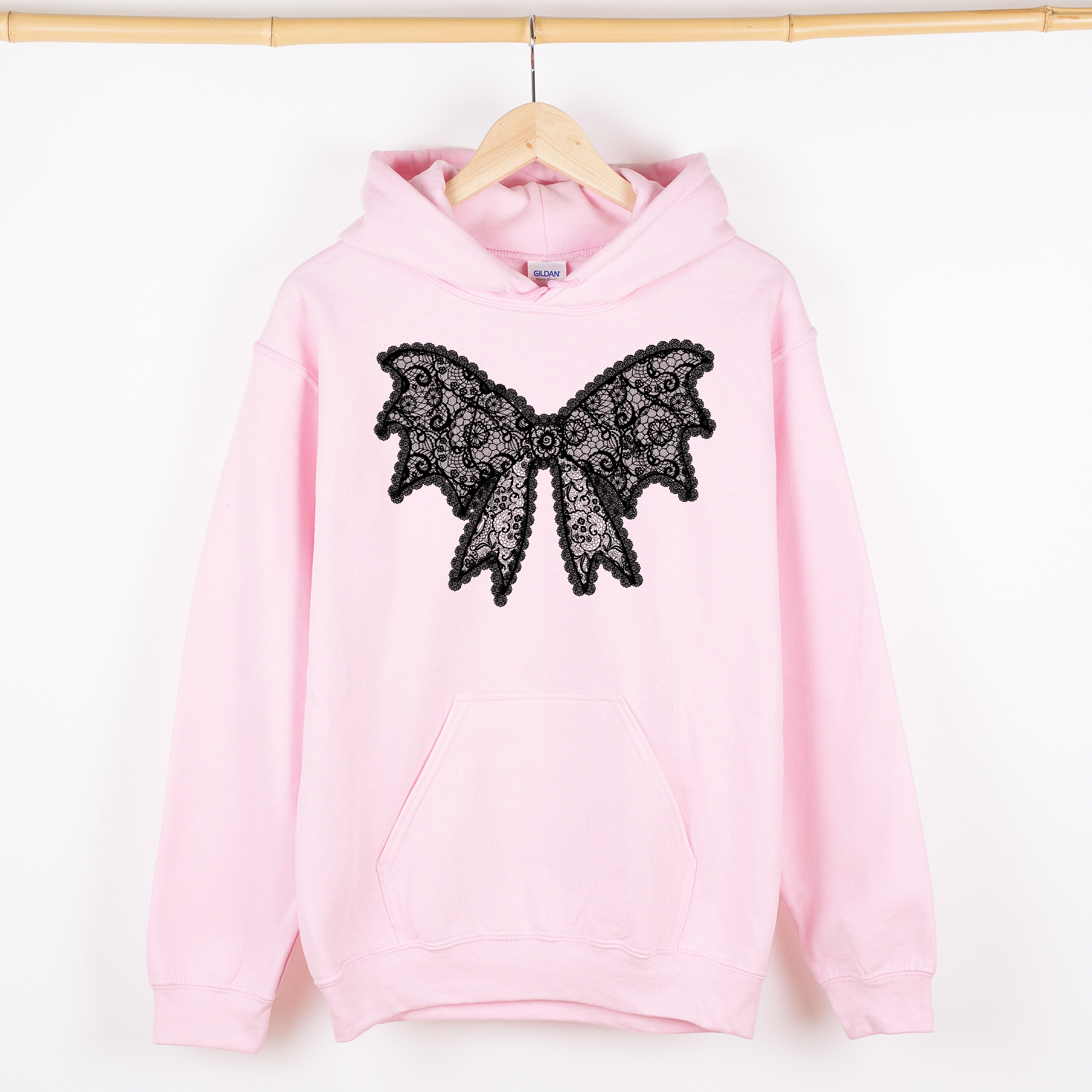 Lace Bow, Halloween, Goth, Faux Lace, Ribbon Coquette Hoodie T-Shirts, Sweatshirt | PodTeesHub.com