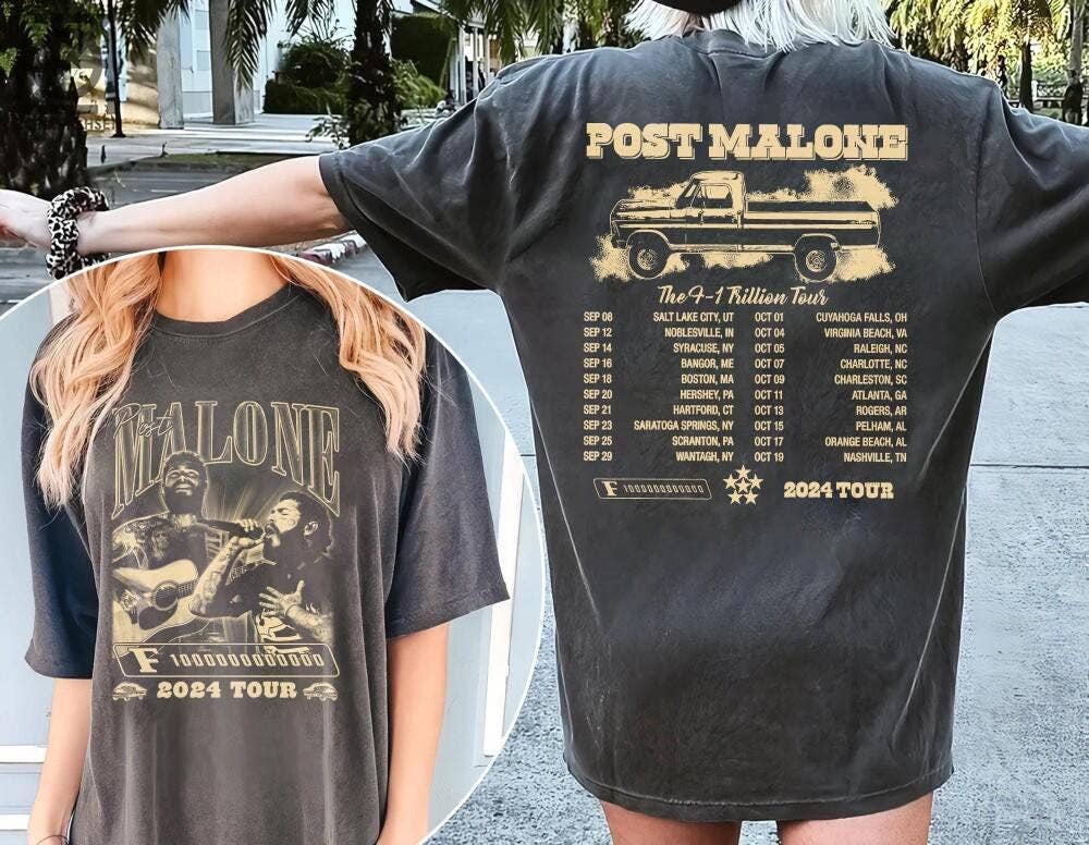 Post Malone 2-Side Shirt F-1 Trillion Album Tour 2024 Tee Hoodie, Sweatshirt | PodTeesHub.com