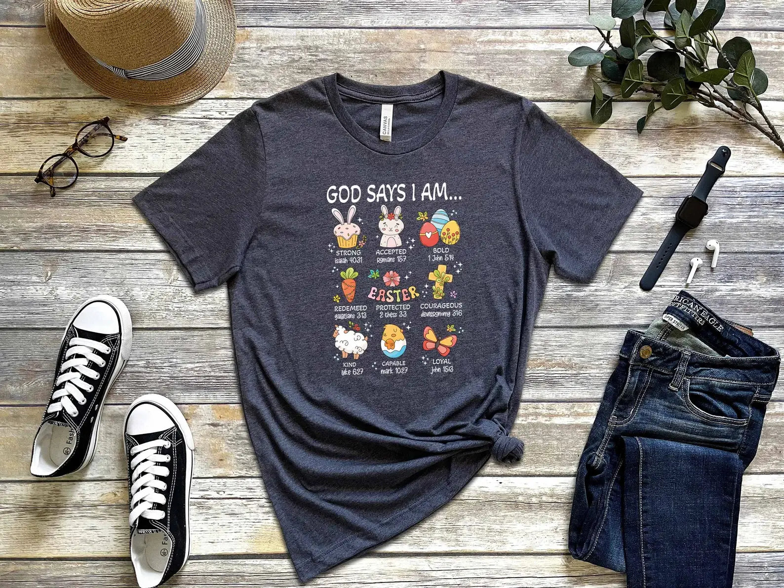 God Says I Am Strong T-Shirt, Bible Verse Tee, Gift For Her Hoodie, Sweatshirt | PodTeesHub.com